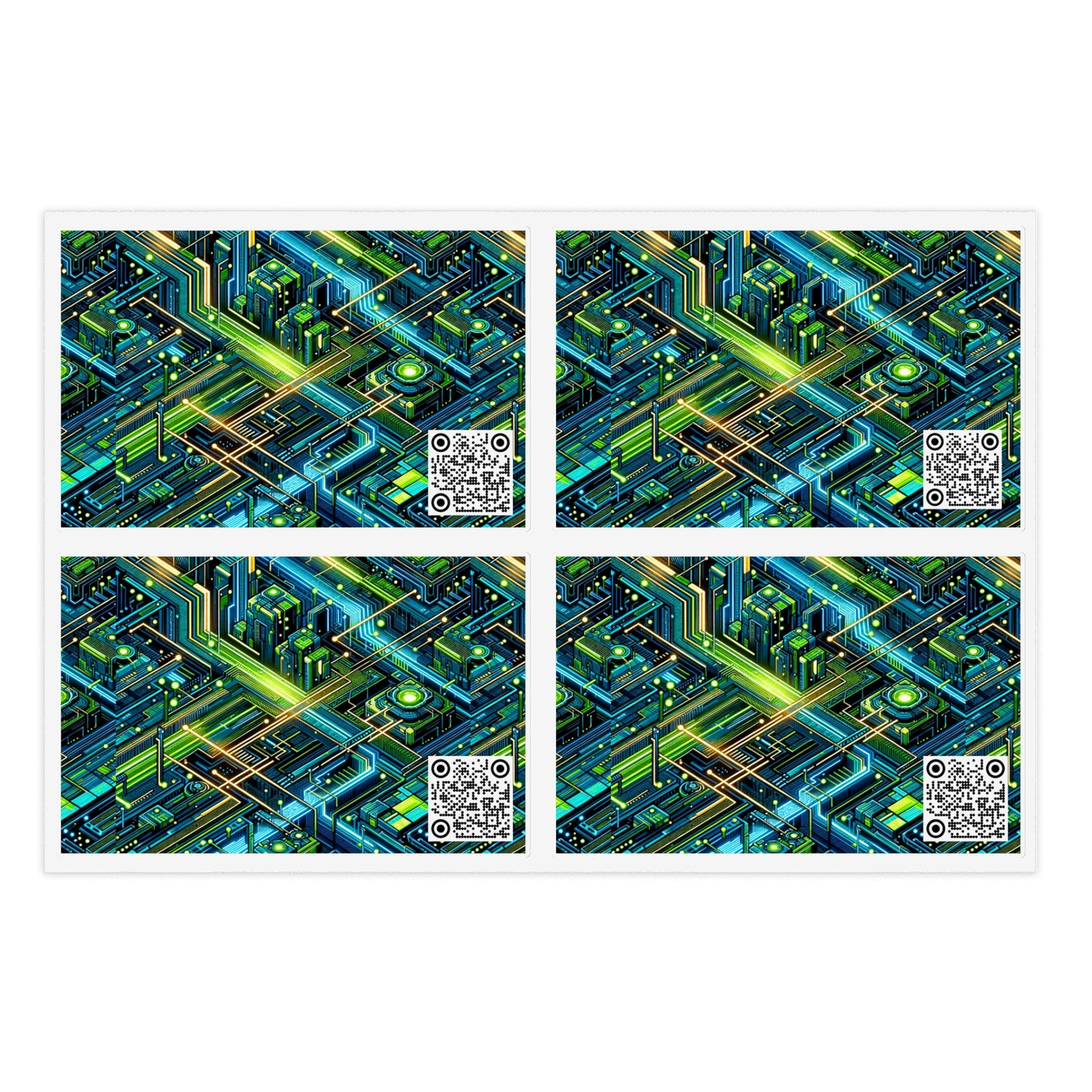 Tech-Infused Neon Tech-Forward Streetwear Sticker Sheets - 8404 Design-54