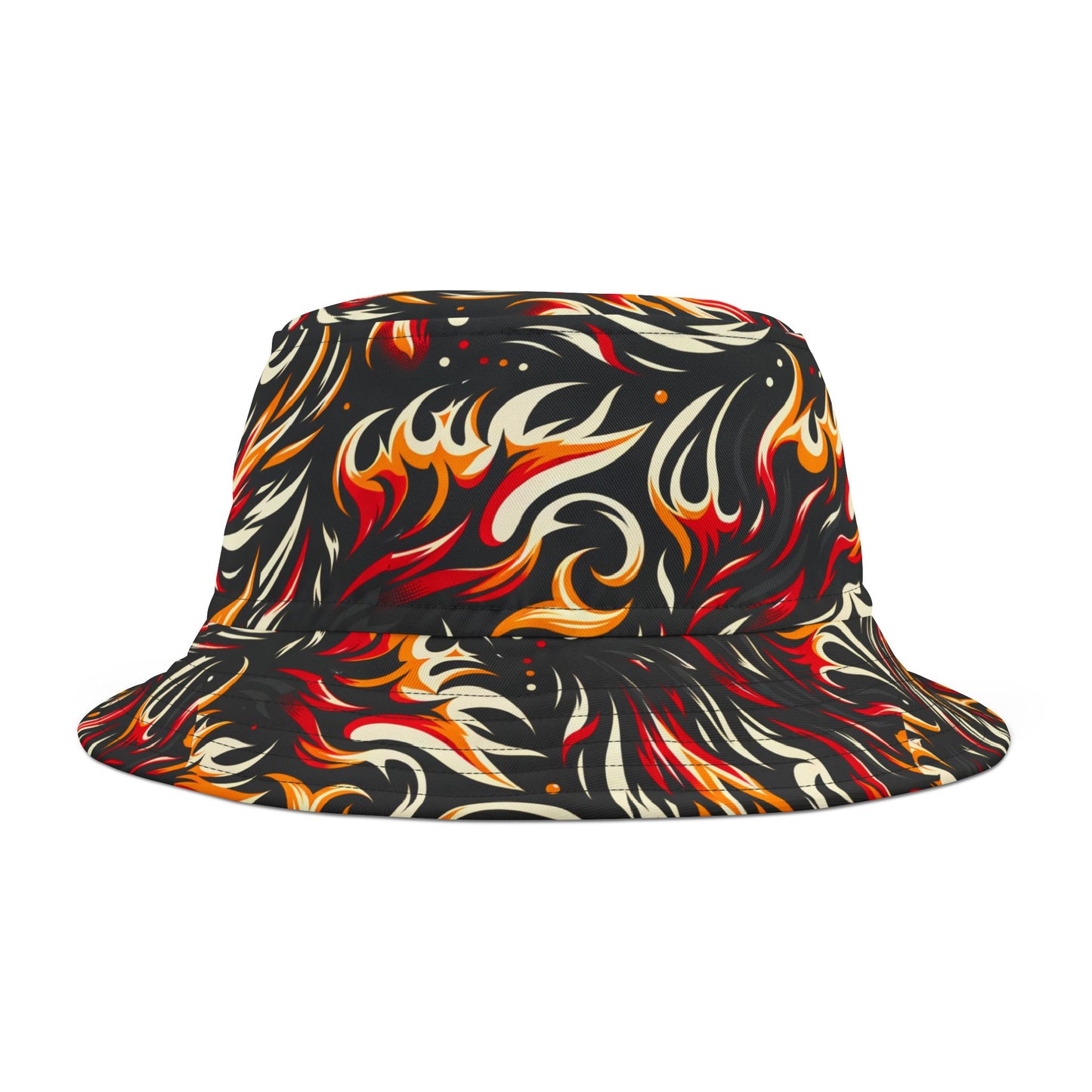 Fire & Flames Bold Streetwear Statement Bucket Hat - 8404 Design-60
