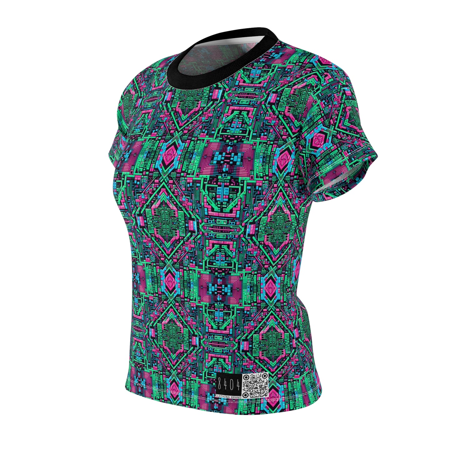 Digital Glitch Vibes Tech-Inspired Streetwear Women's Cut & Sew Tee - 8404 Design-71