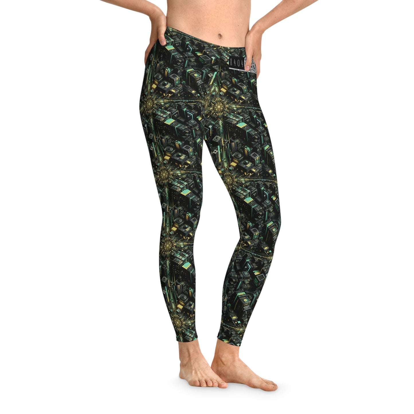 Tech Noir Graphics Tech-Inspired Streetwear Stretch Leggings - 8404 Design-66