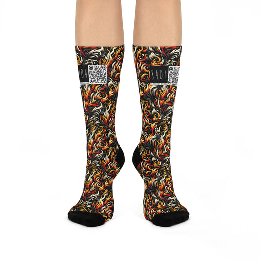 Fire & Flames Bold Streetwear Statement Cushioned Crew Socks - 8404 Design-55