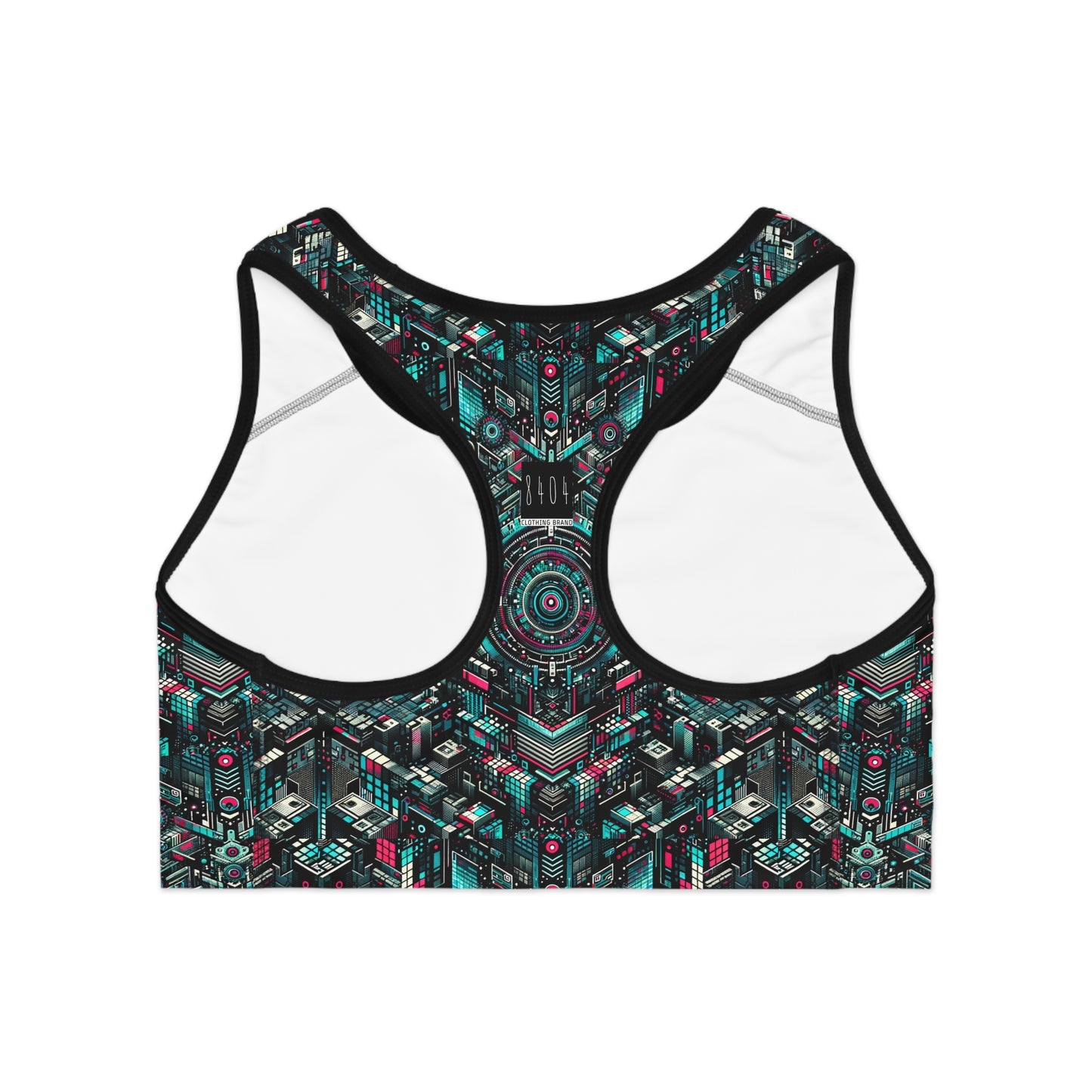 Digital Rebellion Tech-Inspired Streetwear Sports Bra - 8404 Design-54