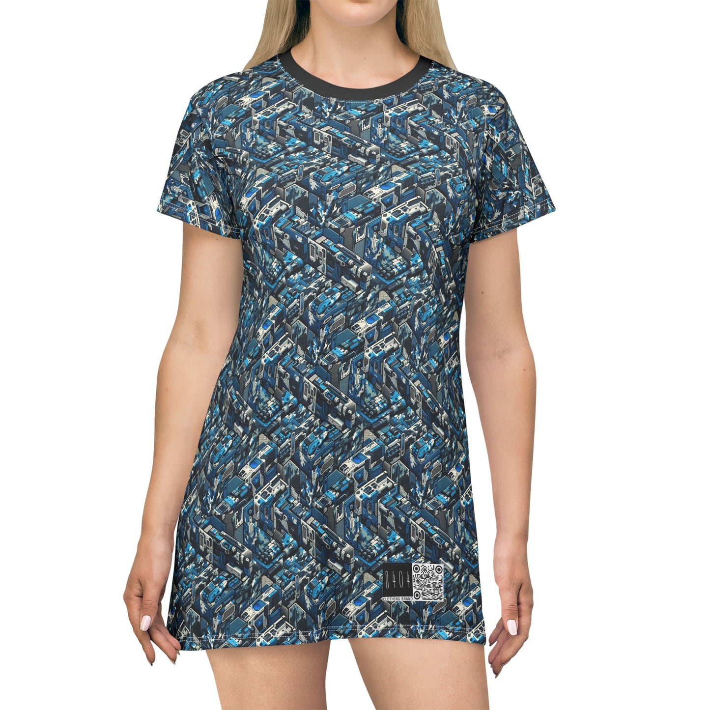 Tech Urban Camo Tech-Forward Streetwear With a Futuristic Military Edge T-Shirt Dress - 8404 Design-51