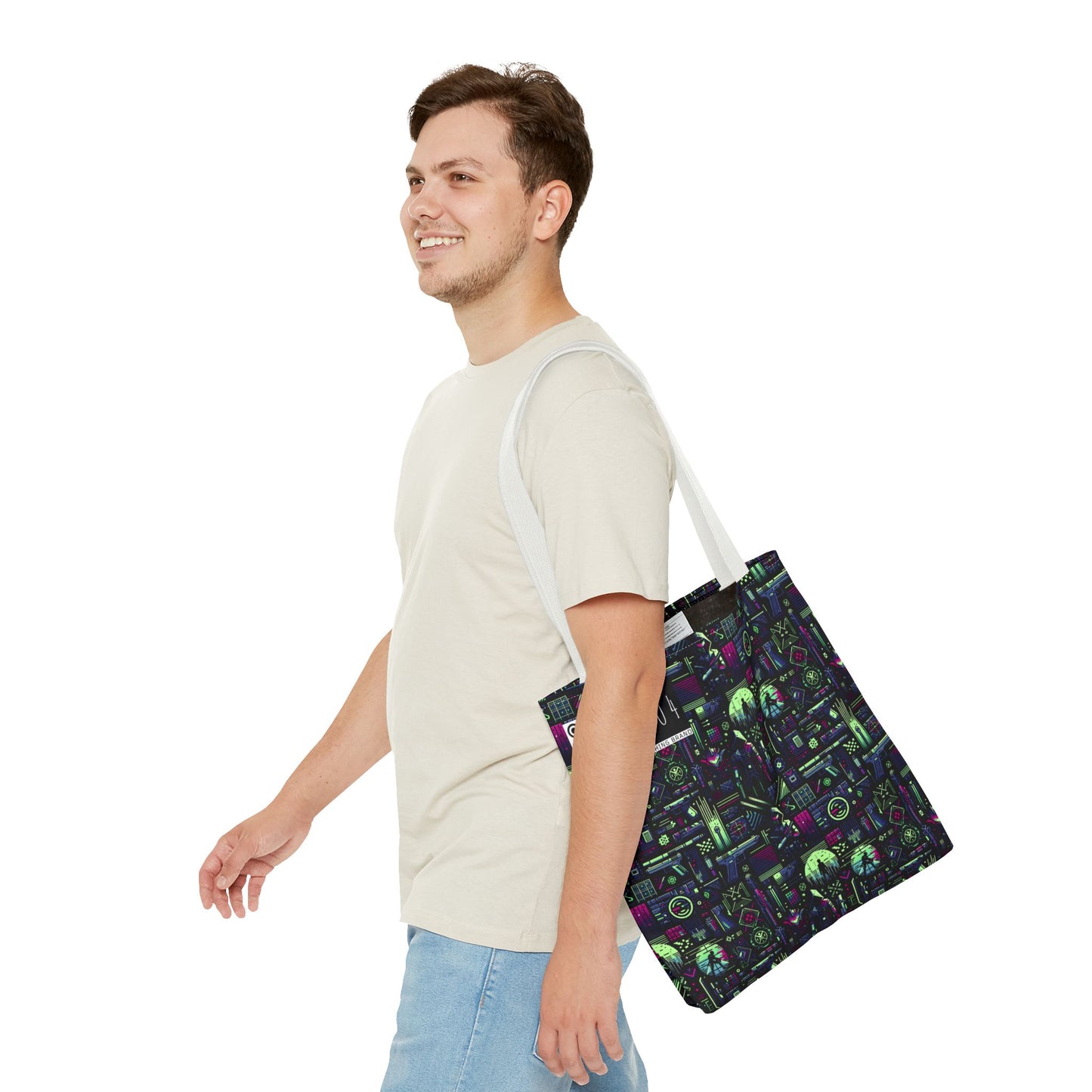 Tech Noir Futuristic Cyberpunk Tote Bag - 8404 Design-63