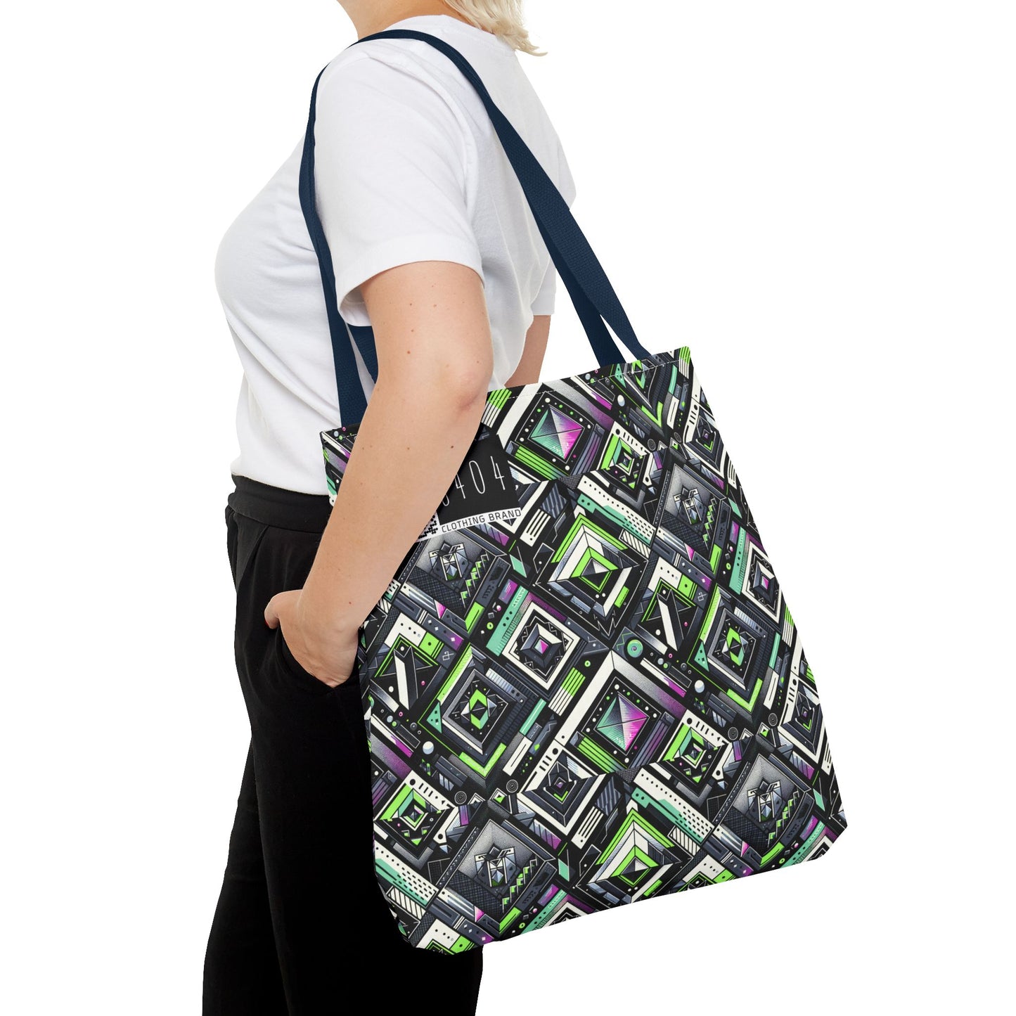 Retro Futurism Graphics Tech-Forward Streetwear Tote Bag - 8404 Design-48