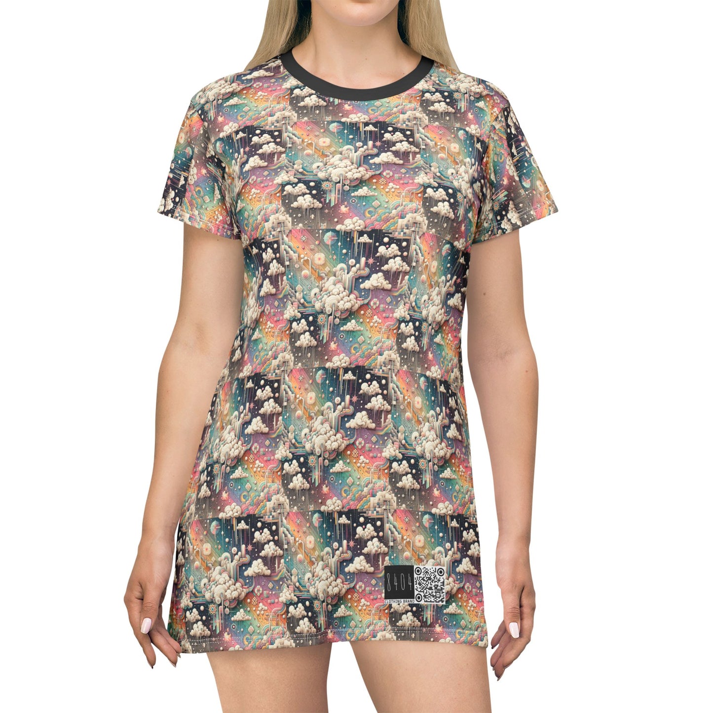 Digital Dreamland Whimsical and Nostalgic Streetwear With a Digital Twist T-Shirt Dress - 8404 Design-52