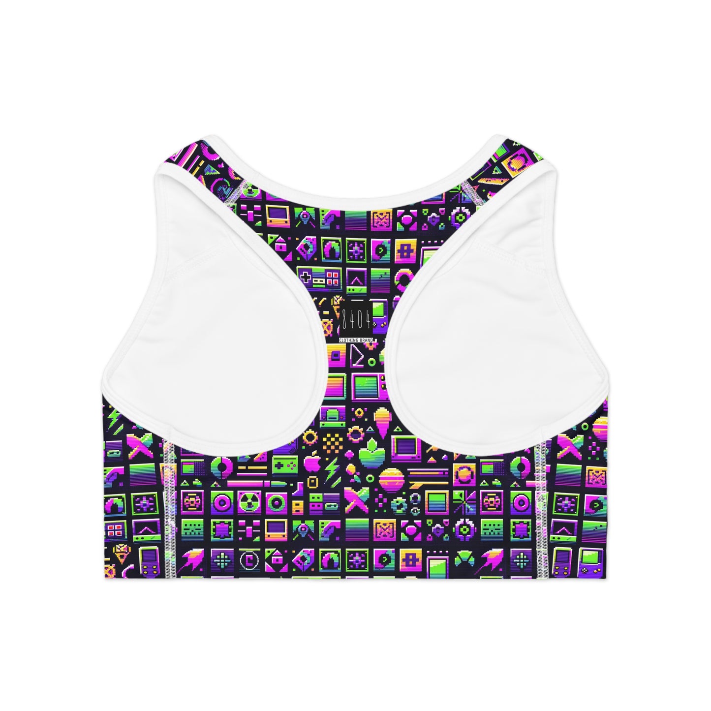 Digital Nostalgia Remix Modern Vintage Fusion Sports Bra - 8404 Design-49