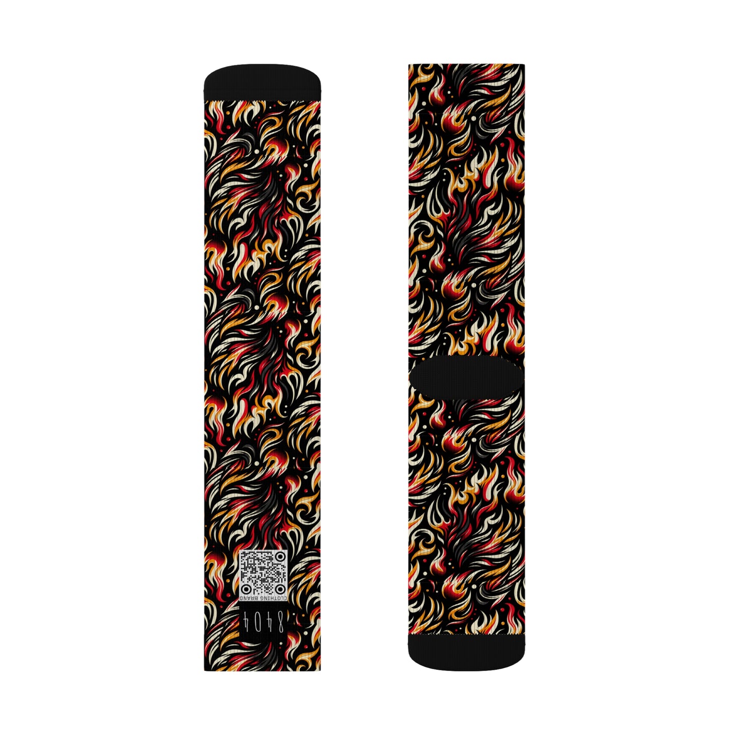 Fire & Flames Bold Streetwear Statement Sublimation Socks - 8404 Design-60