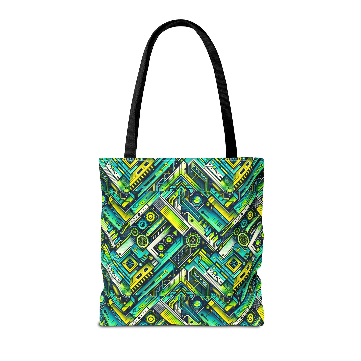 Tech-Infused Neon Tech-Forward Streetwear Tote Bag - 8404 Design-52