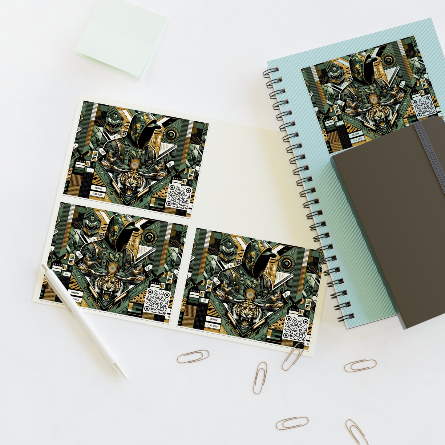 Neo-Camo Fusion Tech-Forward Streetwear Sticker Sheets - 8404 Design-64