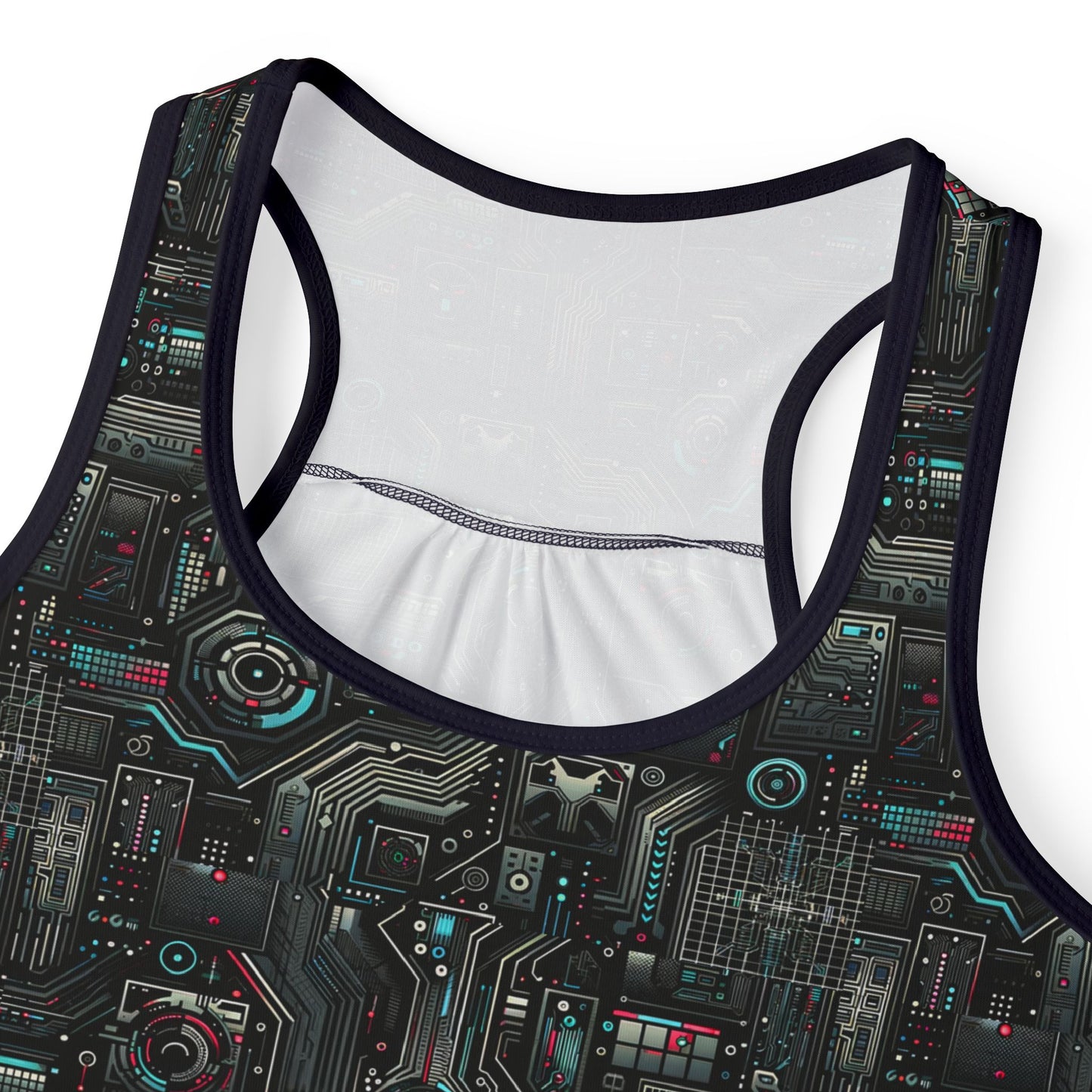 Tech Noir Aesthetics Sleek Tech Streetwear Women's Tank Top - 8404 Design-52