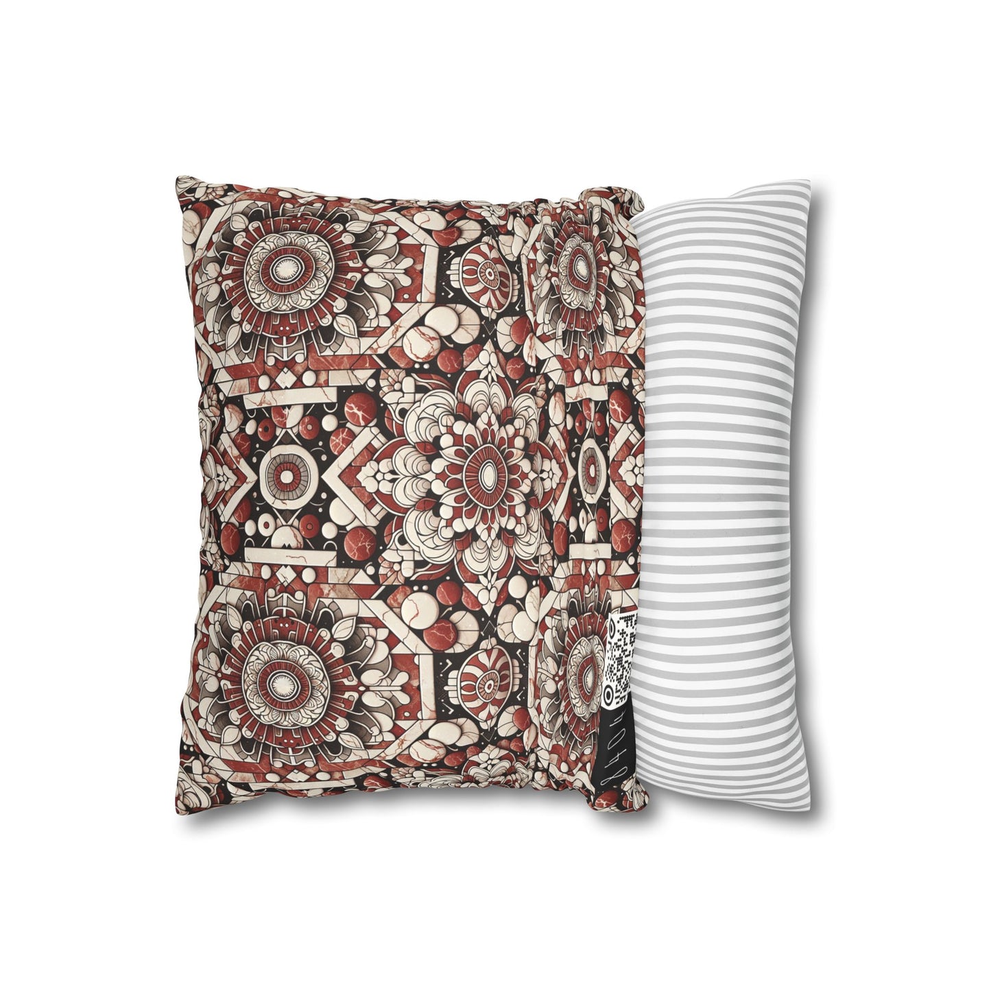 Neo Jomon Sculptural Aesthetics Artisanal Streetwear Faux Suede Square Pillowcase - 8404 Design-55