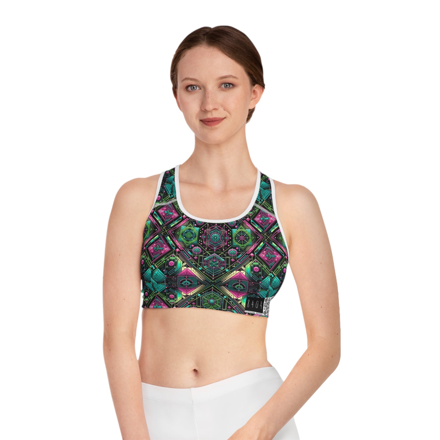 Tech-Infused Graphics Tech-Forward Streetwear Sports Bra - 8404 Design-45