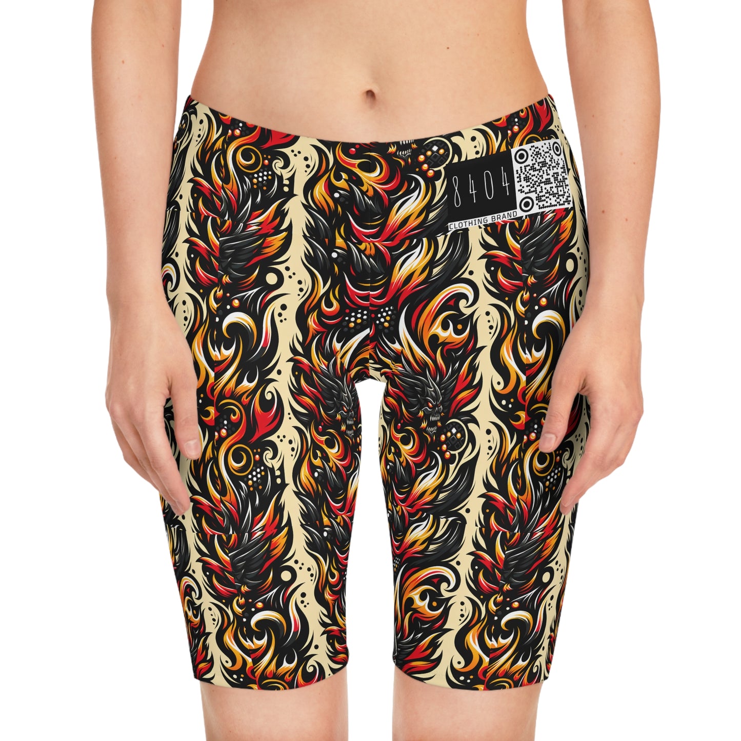 Flame Graphics Maximalist Streetwear Women's Bike Shorts - 8404 Design-65