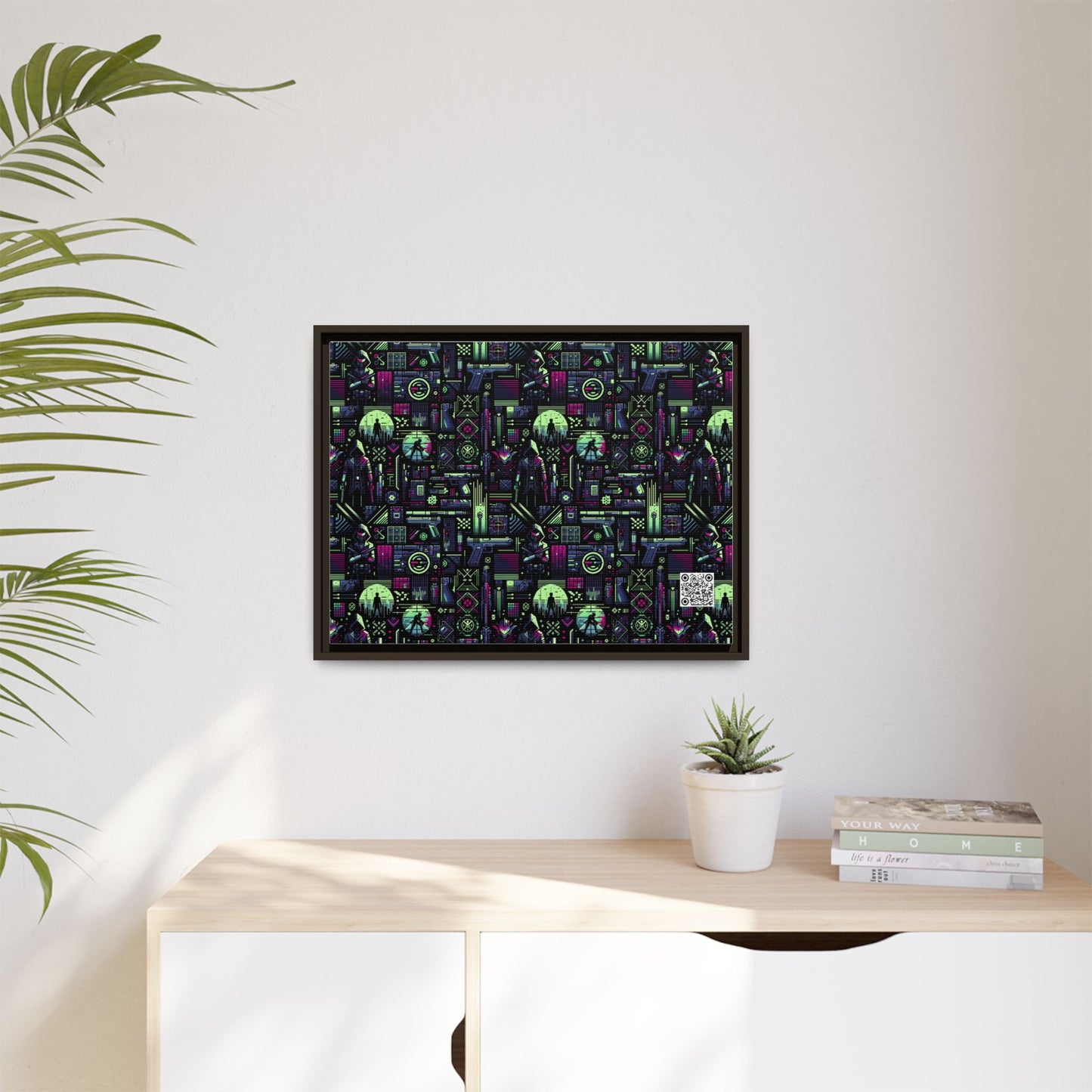 Tech Noir Futuristic Cyberpunk Matte Canvas, Framed (multi-Color) - 8404 Design-63 A