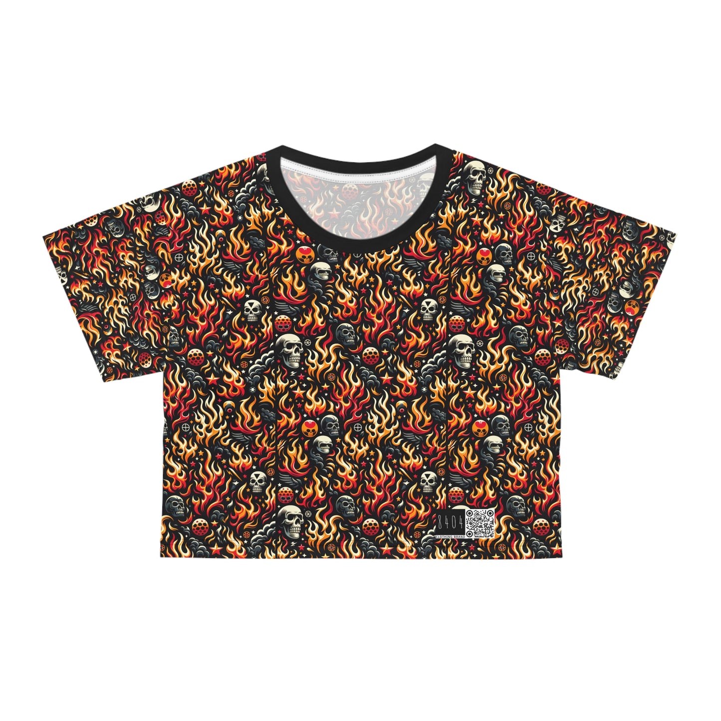 Flame Graphics Maximalist Streetwear Crop Tee - 8404 Design-76
