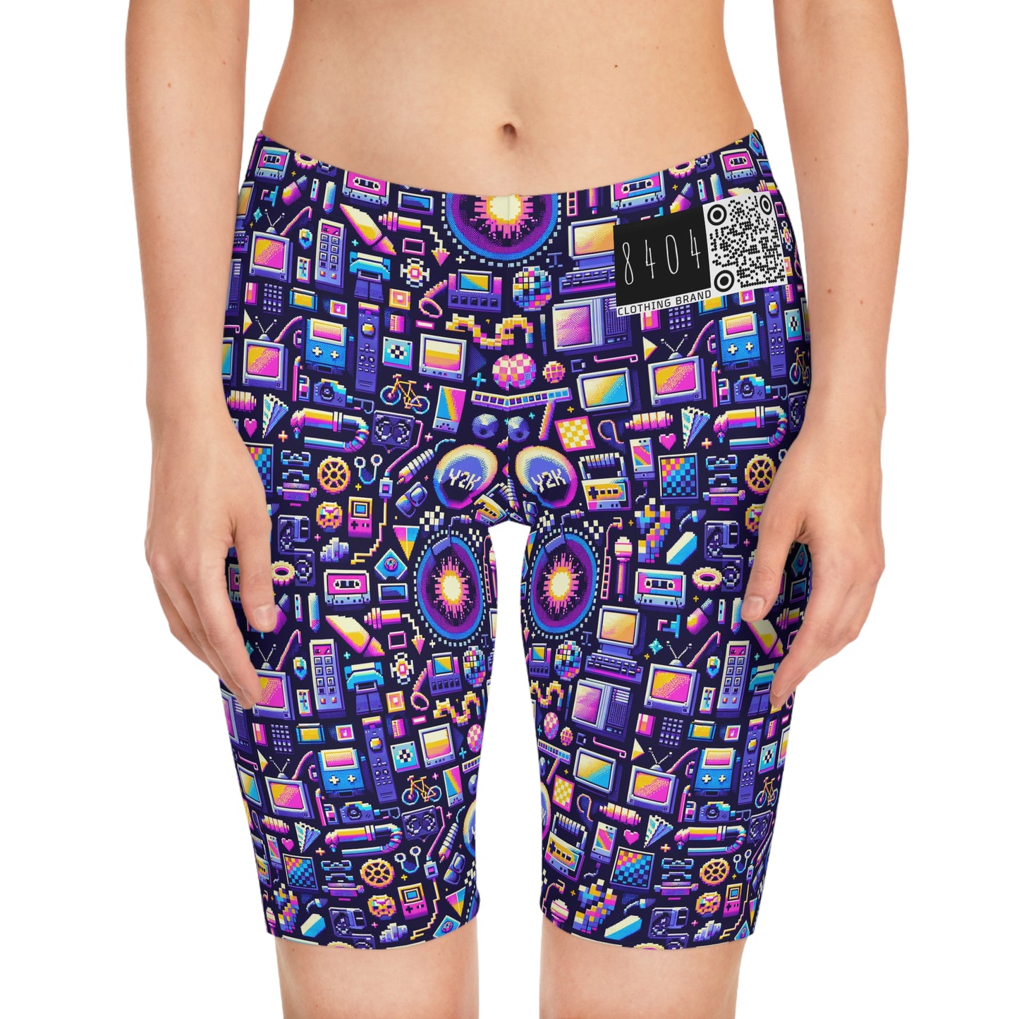 Digital Nostalgia Modern Retro Fusion Women's Bike Shorts - 8404 Design-64