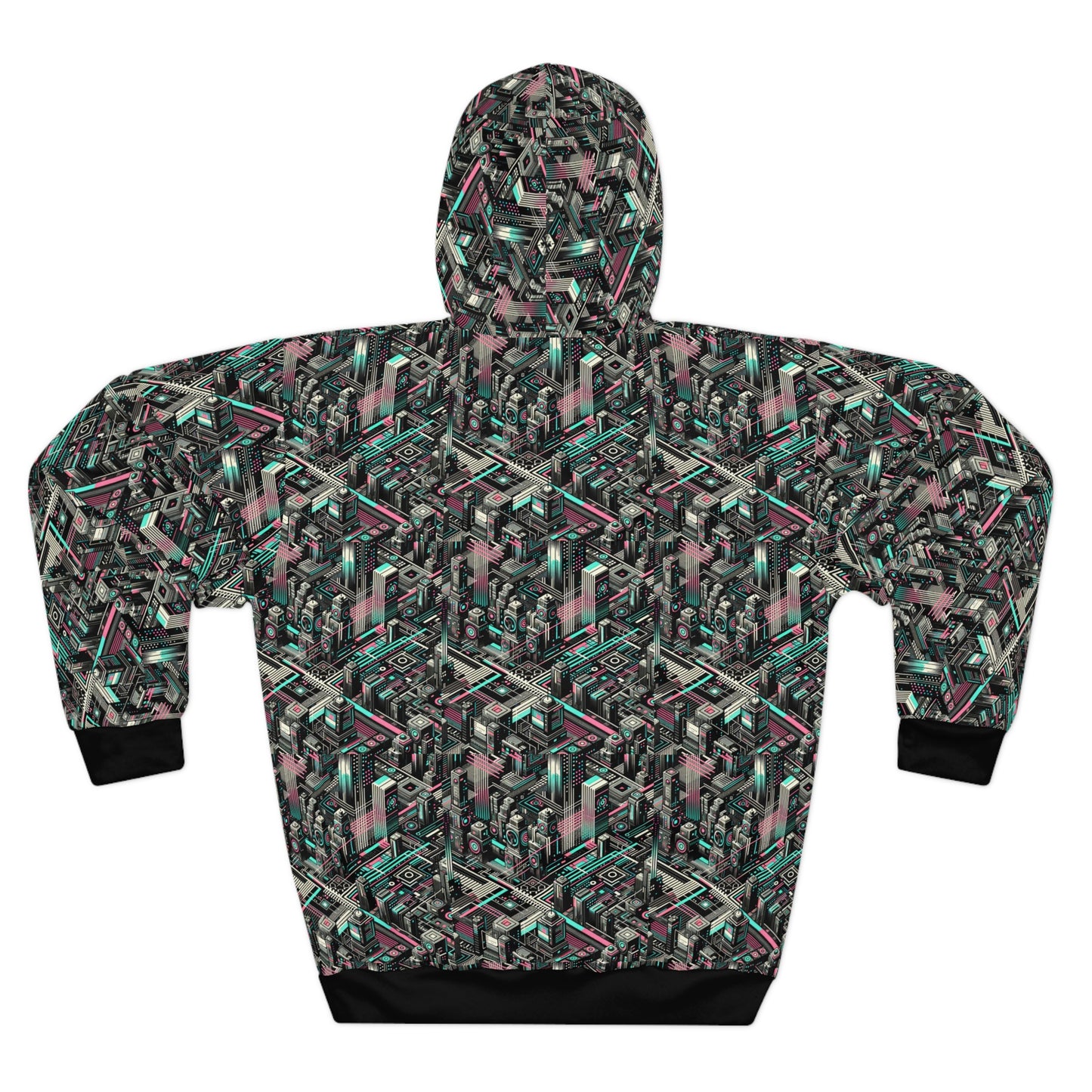 Digital Dreamland Tech-Inspired Streetwear Pullover Hoodie - 8404 Design-51