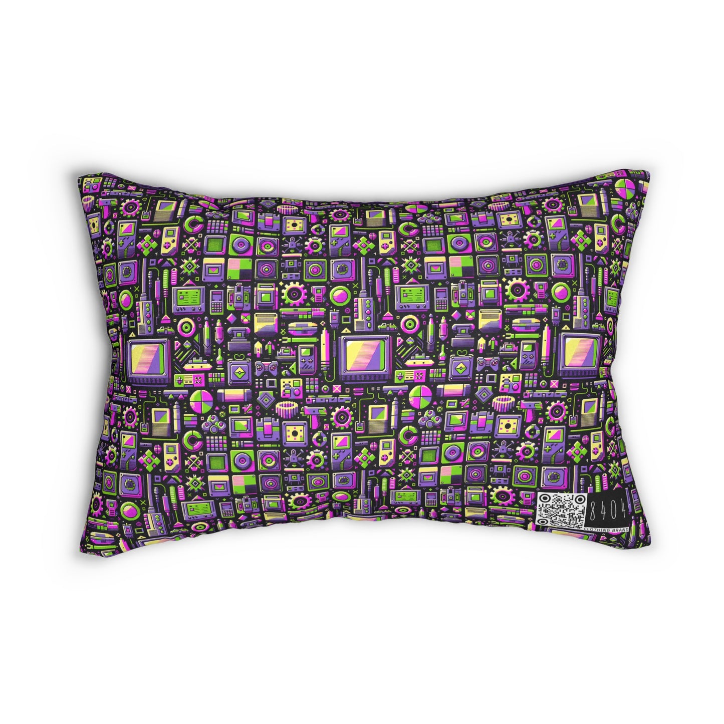 Digital Nostalgia Remix Modern Vintage Fusion Spun Polyester Lumbar Pillow - 8404 Design-67 B