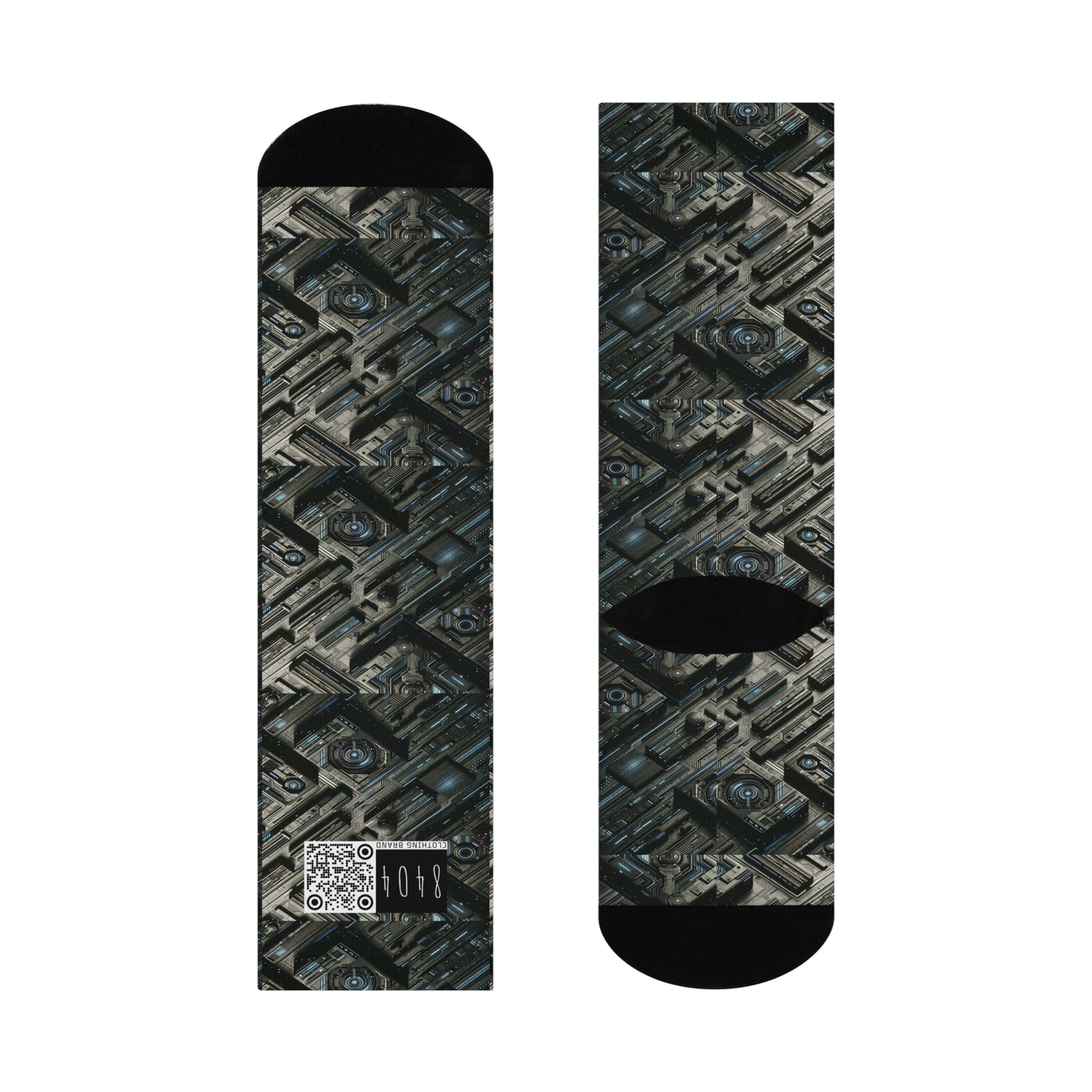 Tech Noir Futuristic Tech Aesthetic with a Dark Twist Cushioned Crew Socks - 8404 Design-53