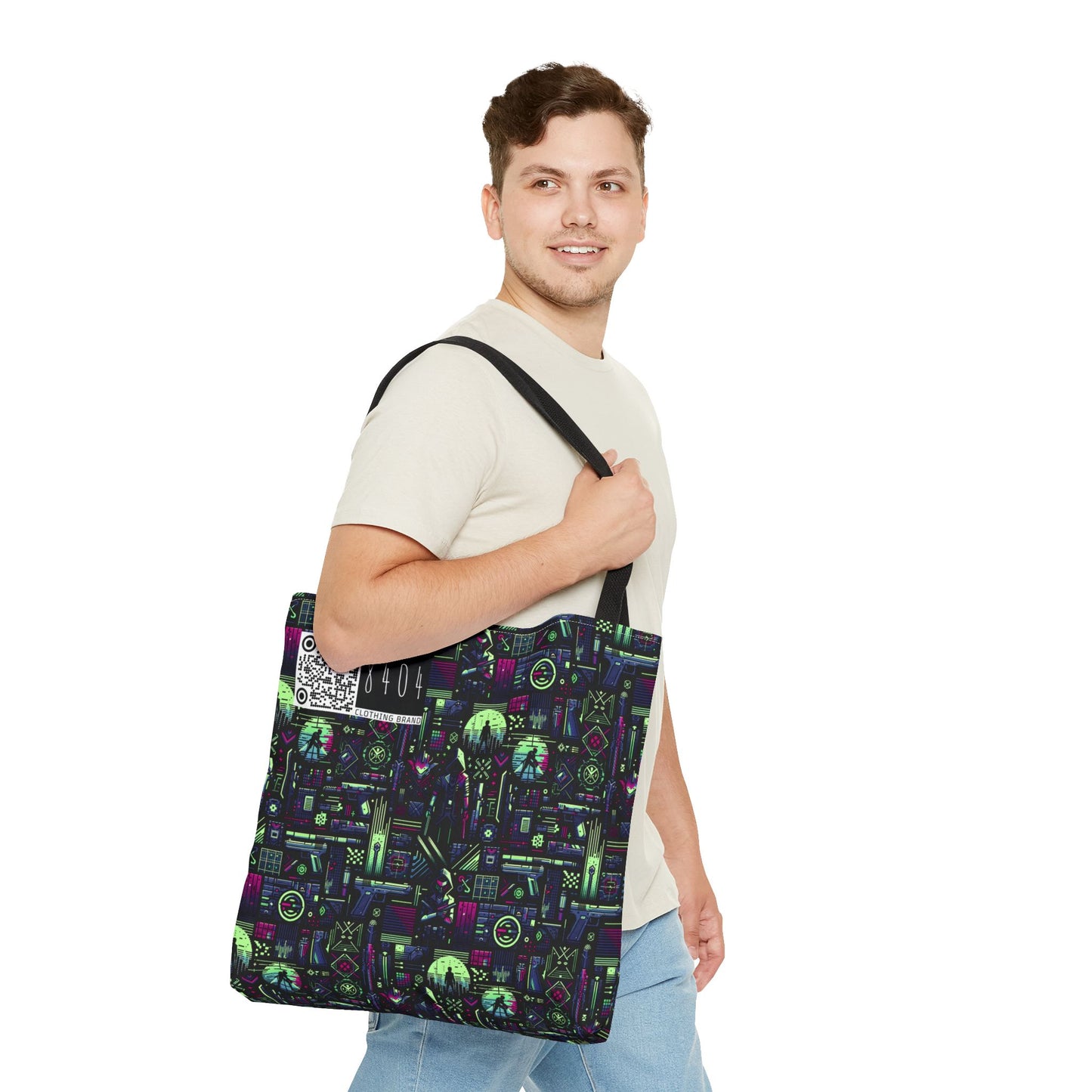Tech Noir Futuristic Cyberpunk Tote Bag - 8404 Design-63