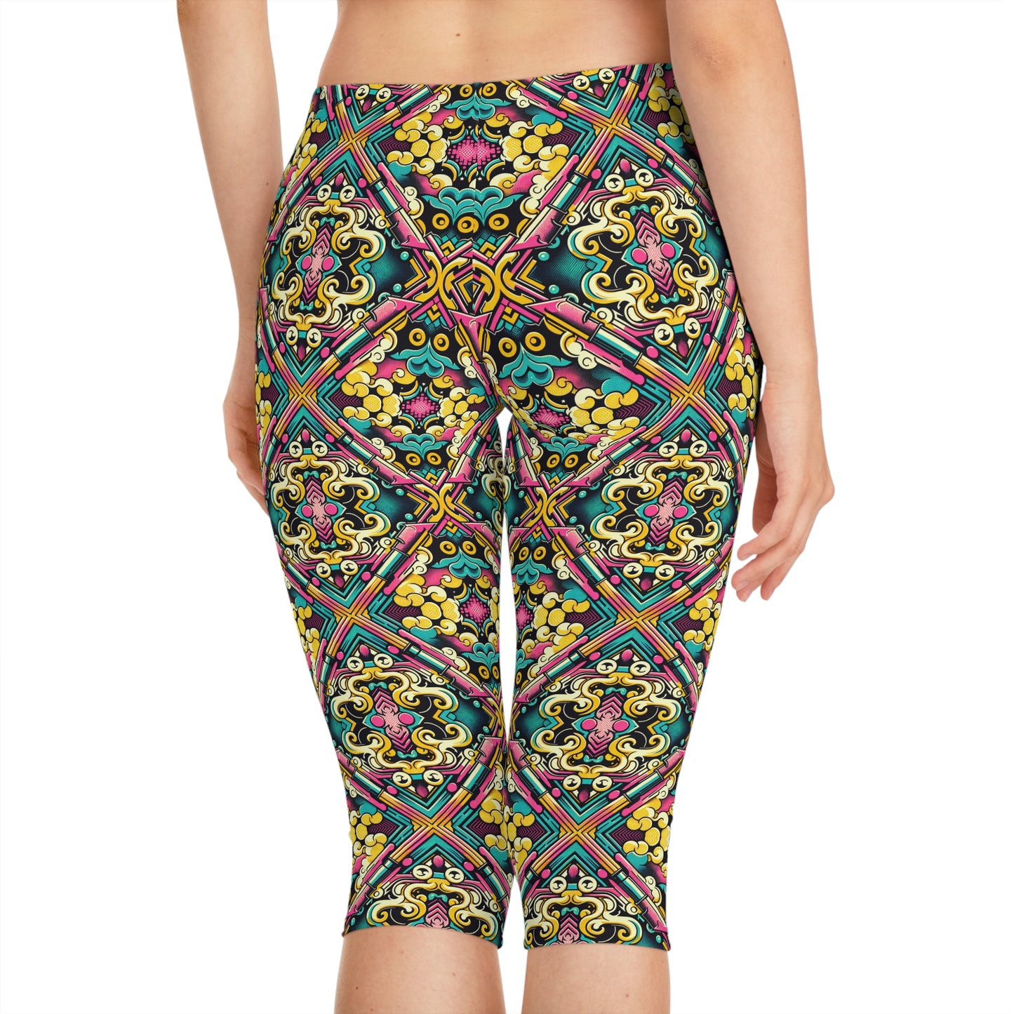 Neon Pop Art Revival Pop Culture Retro Women's Capri Leggings - 8404 Design-59