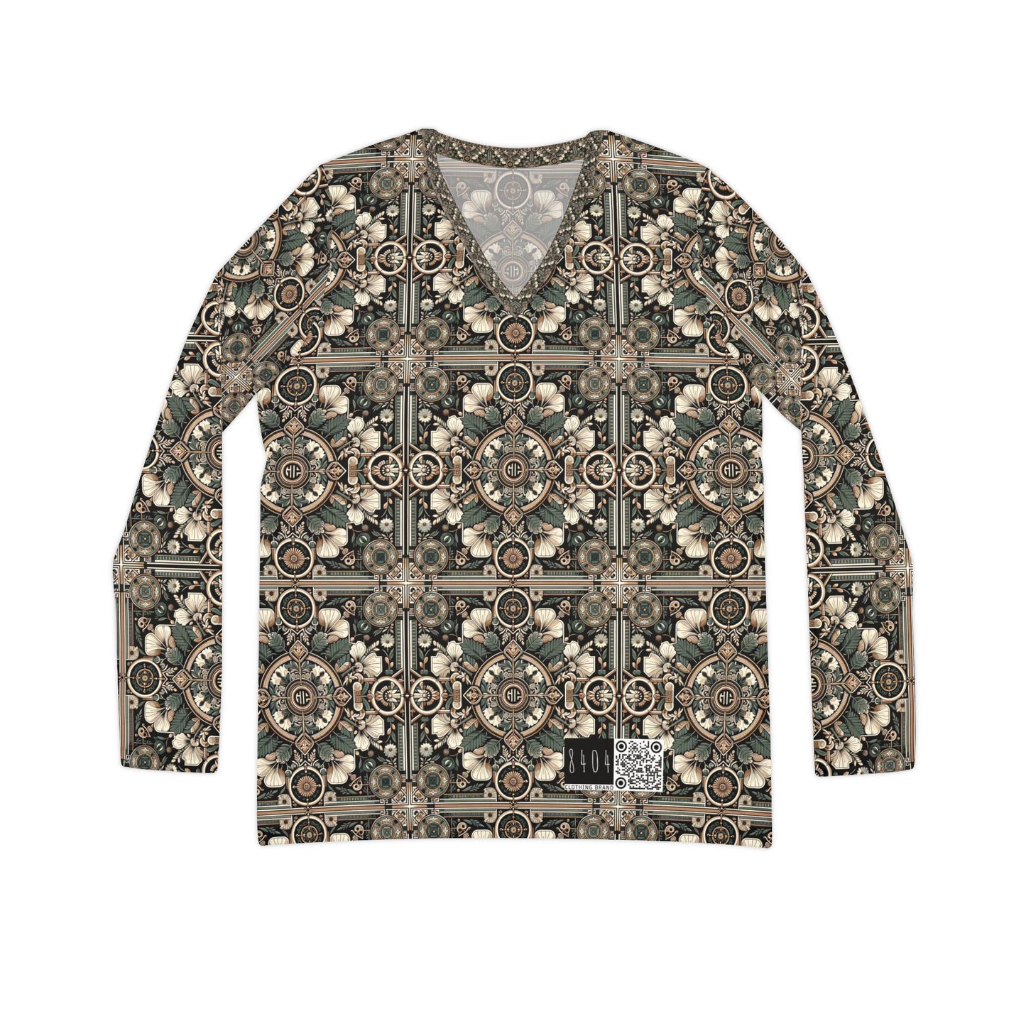 Cyber Garden Party Tech Garden Extravaganza Women's Long Sleeve V-Neck Shirt - 8404 Design-66
