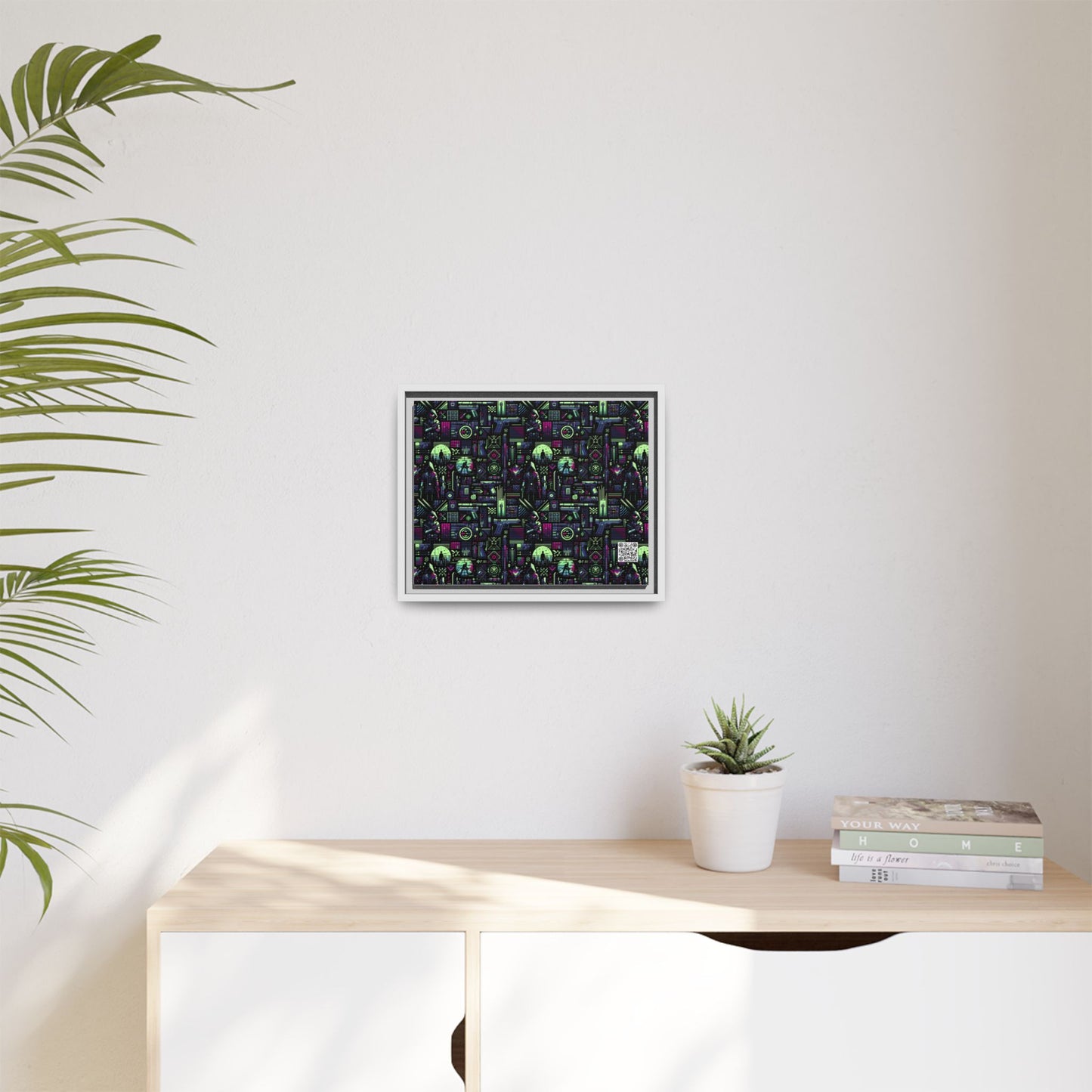Tech Noir Futuristic Cyberpunk Matte Canvas, Framed (multi-Color) - 8404 Design-63 A
