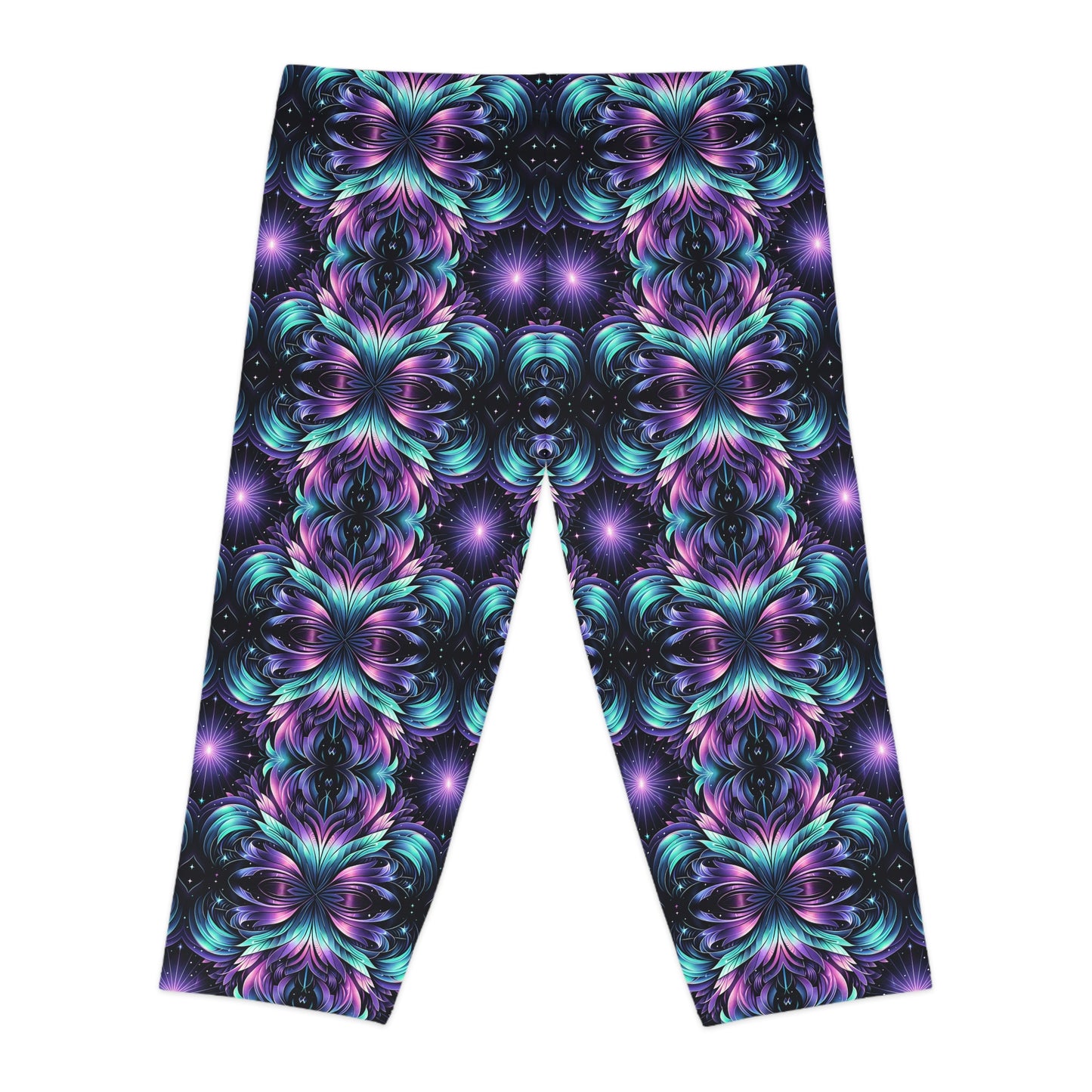 Iridescent Dream Futuristic Tech Women's Capri Leggings - 8404 Design-60
