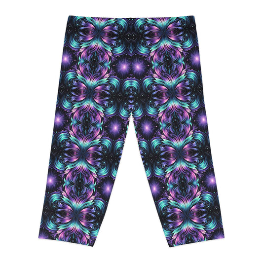 Iridescent Dream Futuristic Tech Women's Capri Leggings - 8404 Design-60