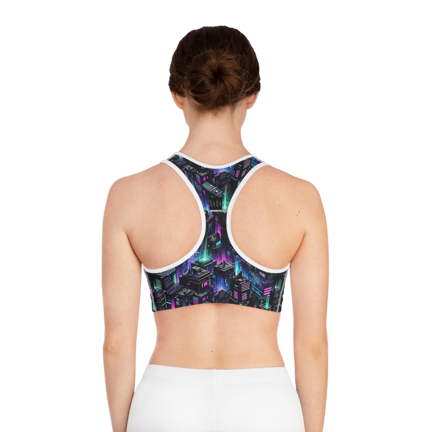 Tech Noir Graphics Futuristic Tech Aesthetics Sports Bra - 8404 Design-55
