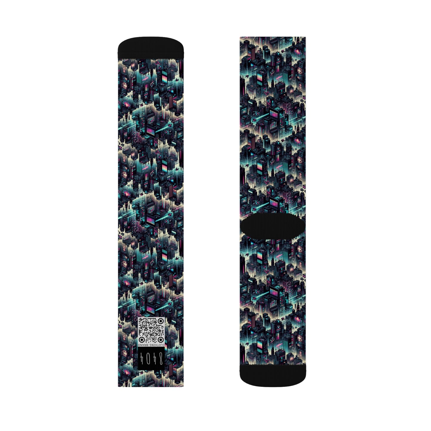Digital Rebellion Tech-Inspired Streetwear Sublimation Socks - 8404 Design-51