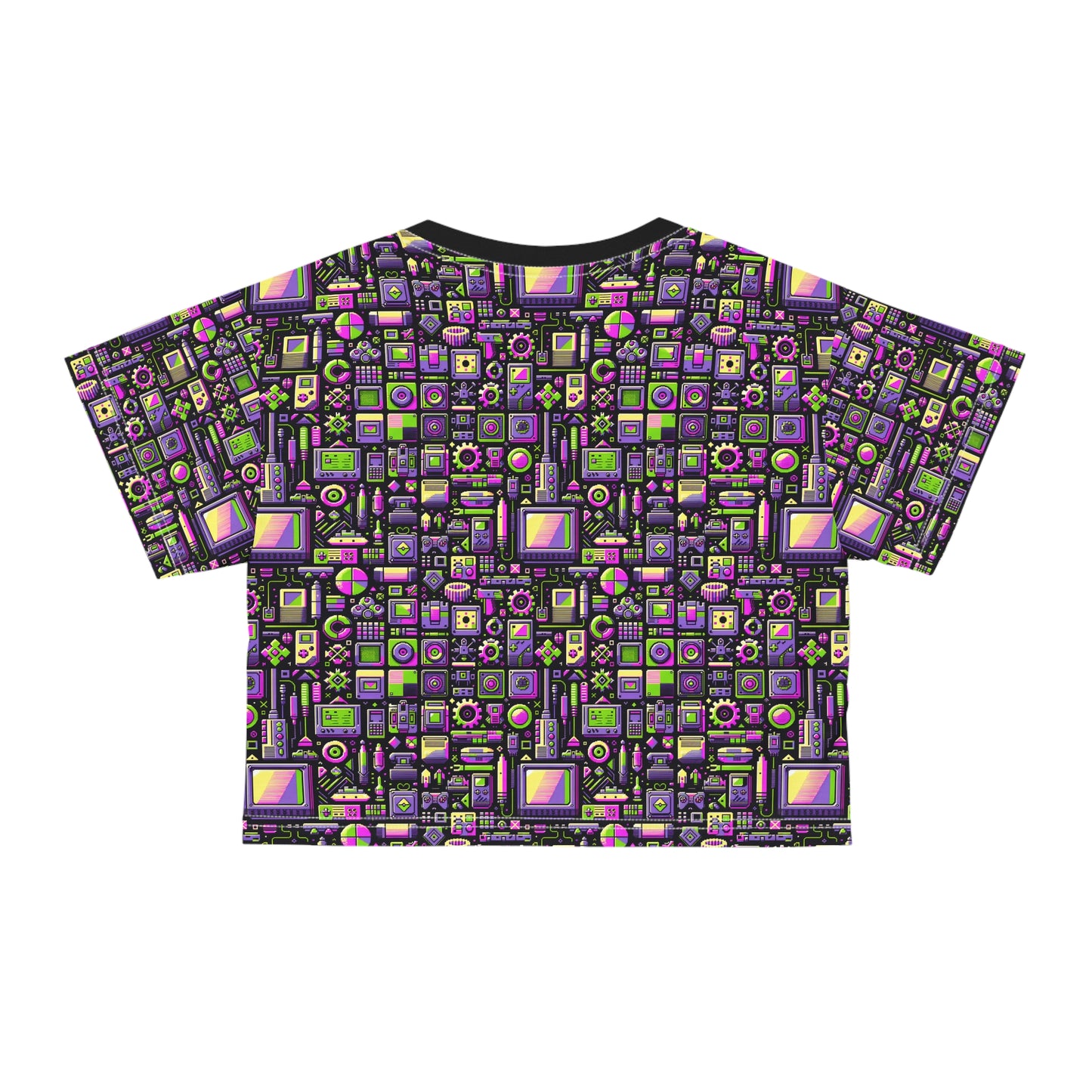 Digital Nostalgia Remix Modern Vintage Fusion Crop Tee - 8404 Design-67