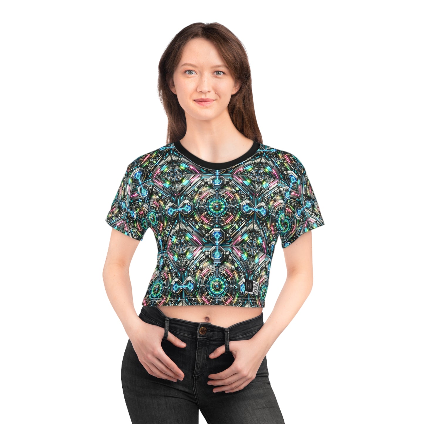 Tech-Infused Futurism Futuristic Tech Crop Tee - 8404 Design-53