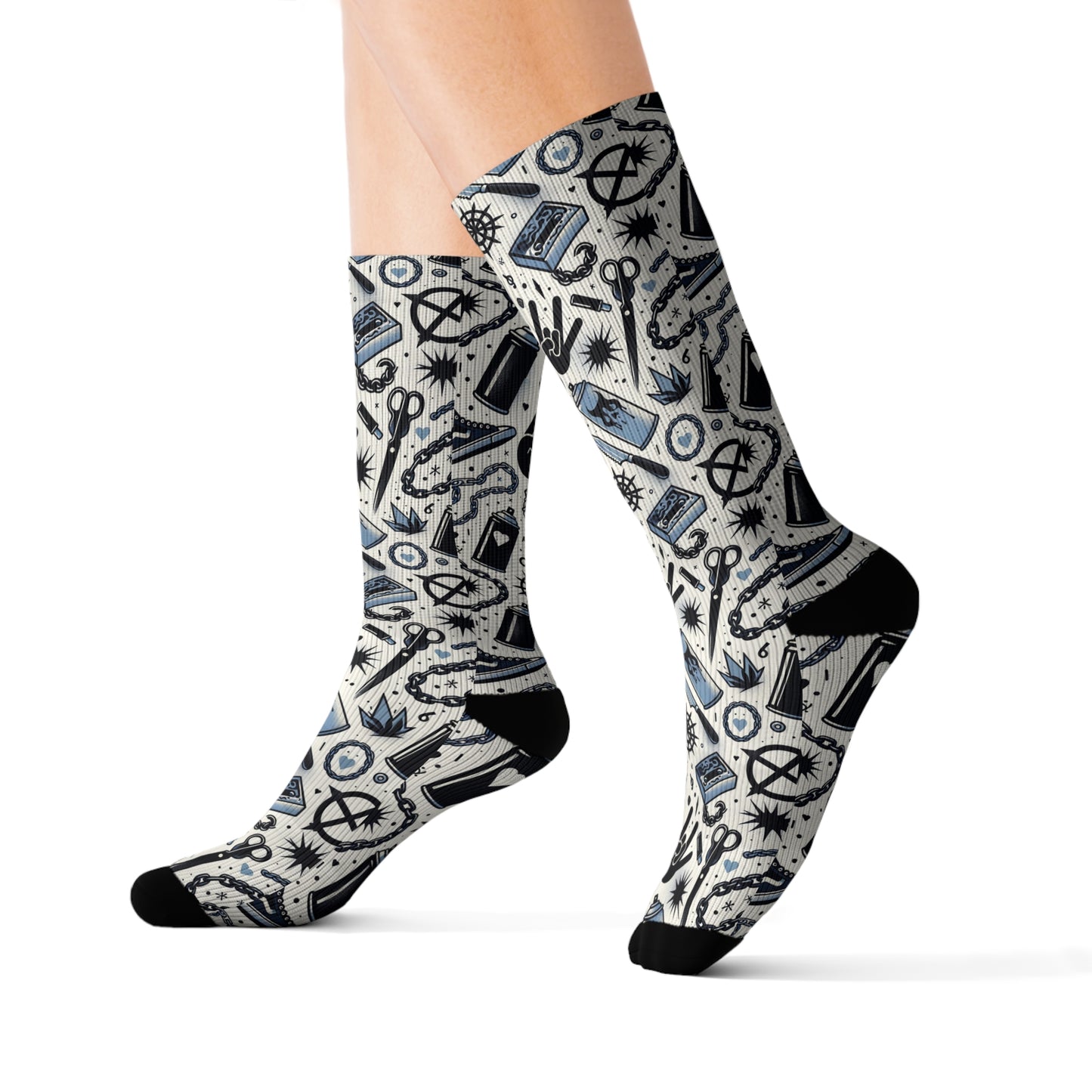 Cultural Rebellion Graphics Edgy and Rebellious With a Hint of Nostalgia Sublimation Socks - 8404 Design-57