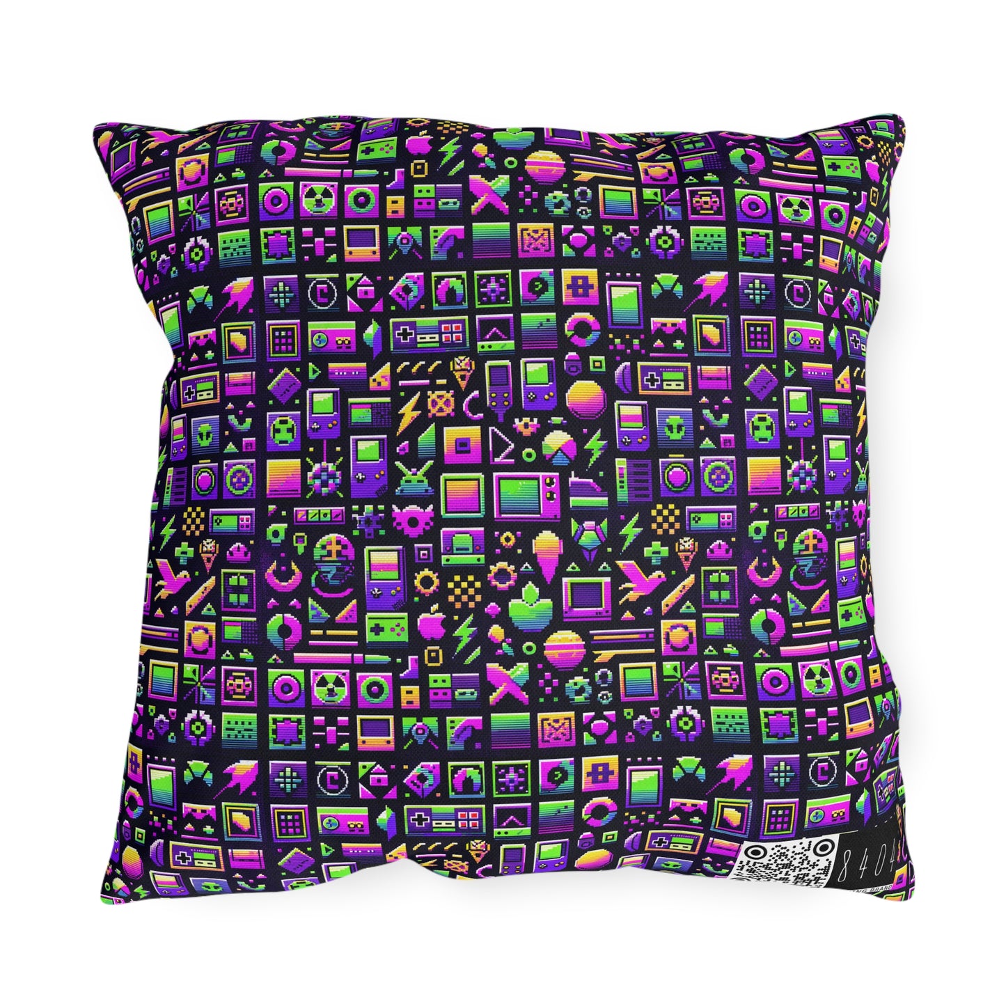 Digital Nostalgia Remix Modern Vintage Fusion Outdoor Pillow - 8404 Design-49