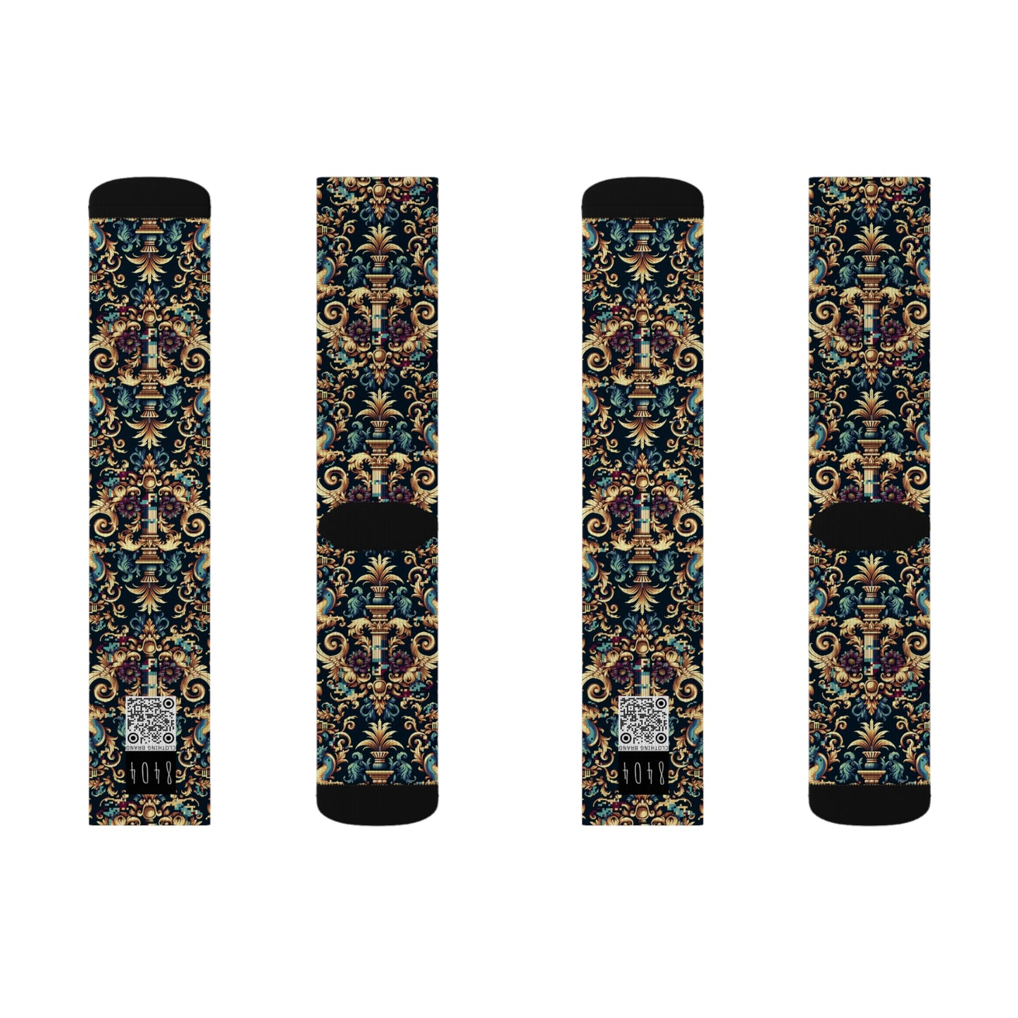 Digital Renaissance Modern Baroque Fusion Sublimation Socks - 8404 Design-57