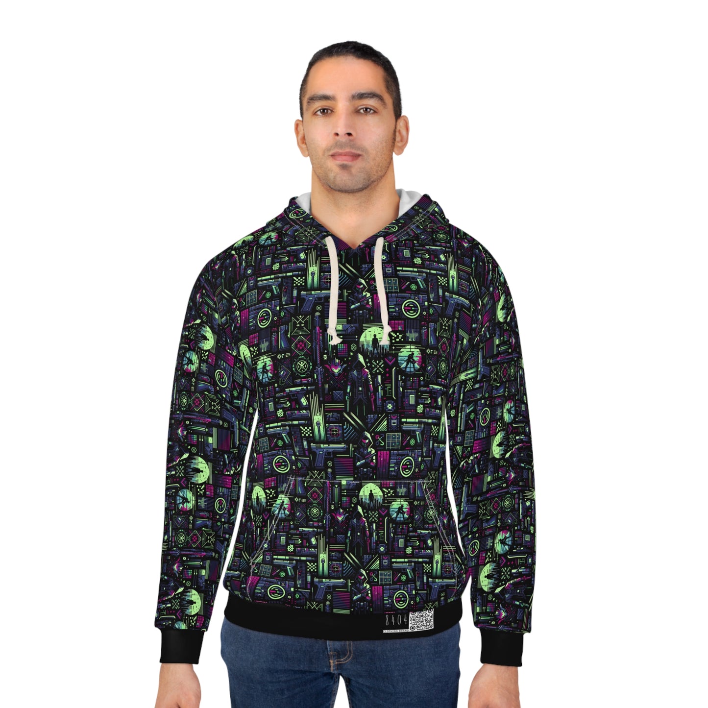 Tech Noir Futuristic Cyberpunk Pullover Hoodie - 8404 Design-63