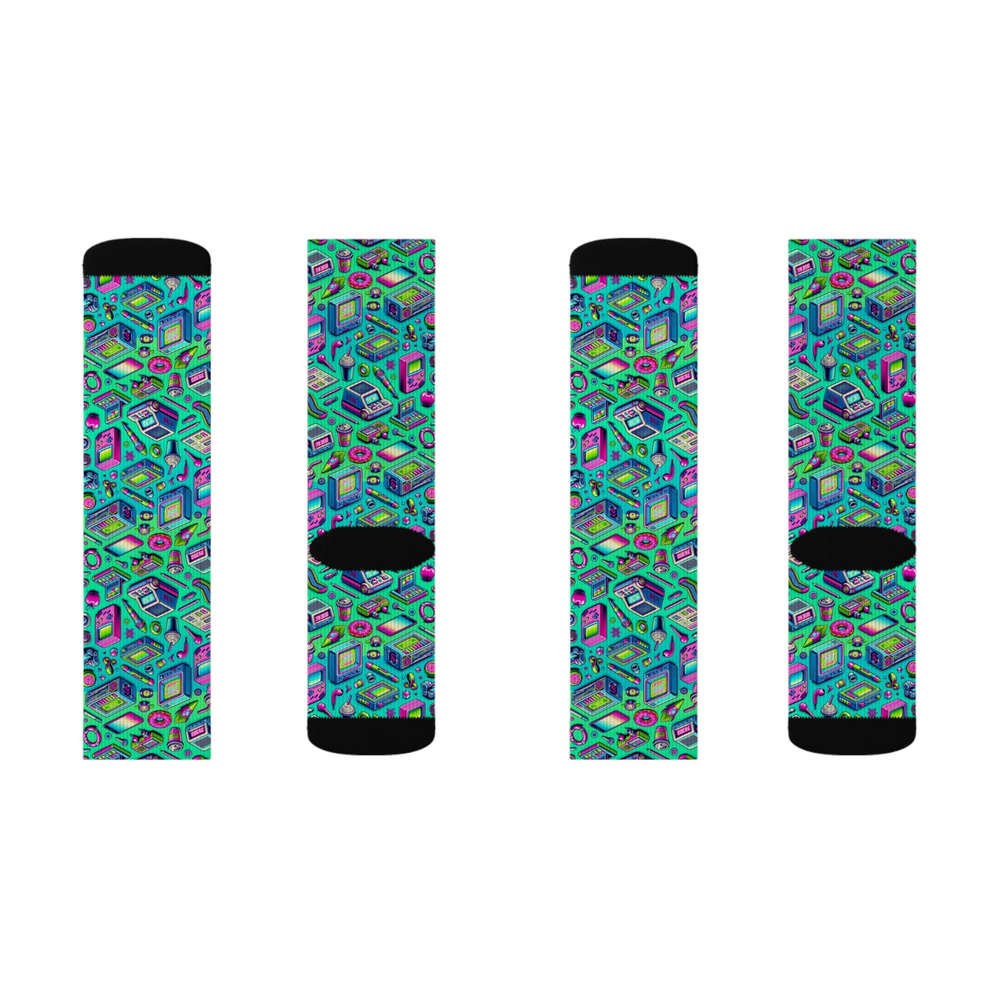 Y2k Revival Nostalgic Futurism Sublimation Socks - 8404 Design-48