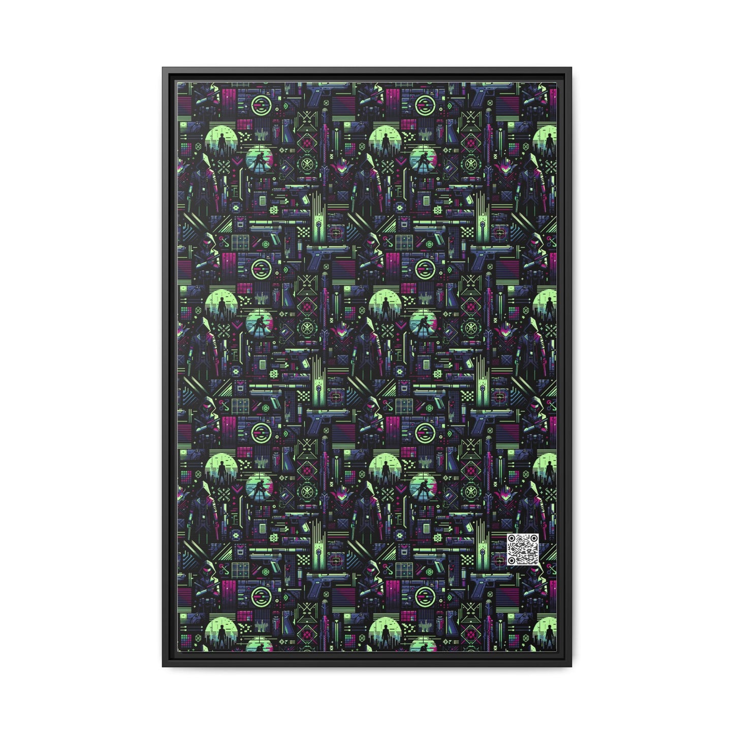 Tech Noir Futuristic Cyberpunk Matte Canvas, Framed (multi-Color) - 8404 Design-63 A