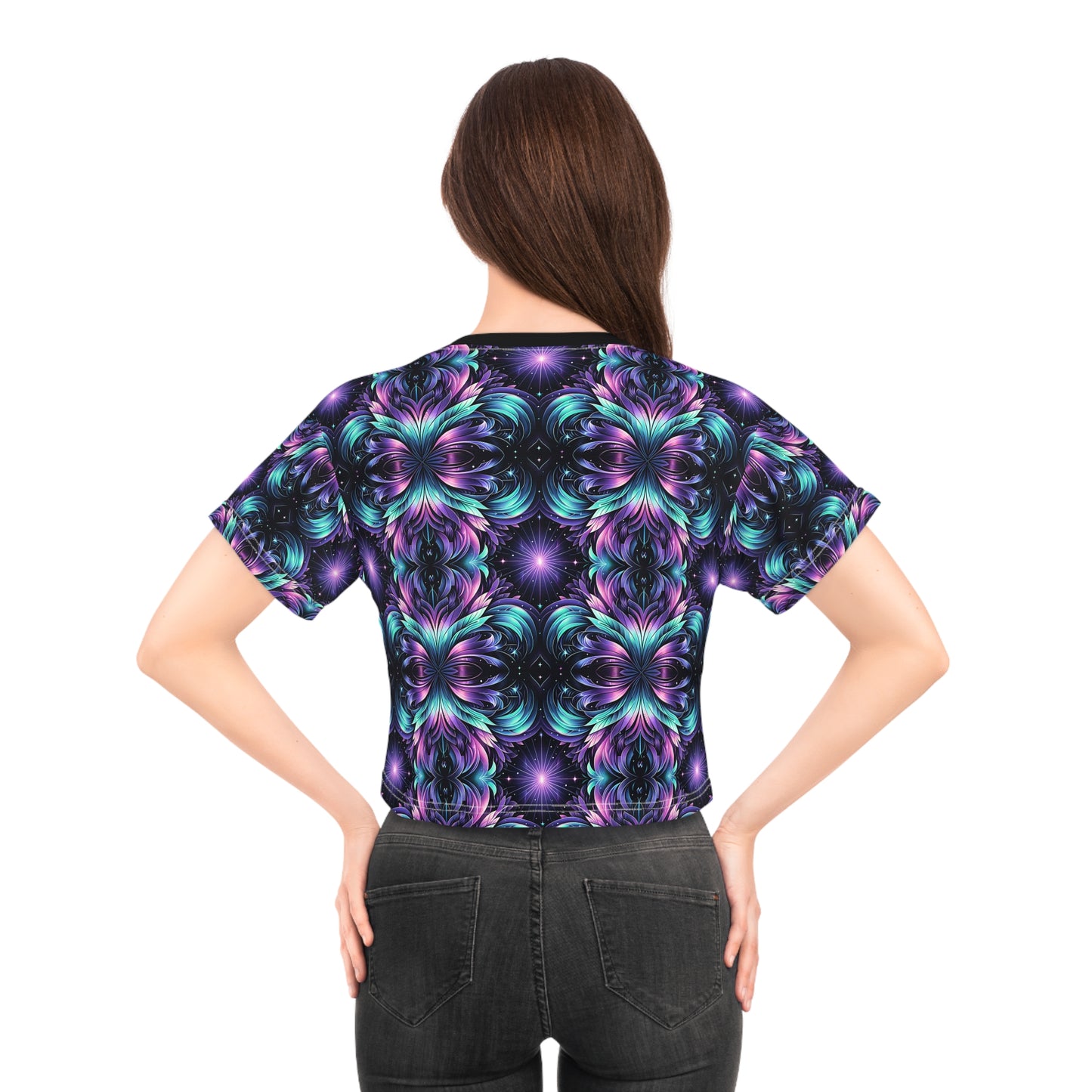 Iridescent Dream Futuristic Tech Crop Tee - 8404 Design-60