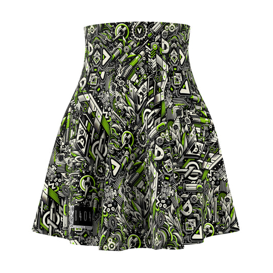 Graffiti Tech Fusion Bold Streetwear Fusion Women's Skater Skirt - 8404 Design-59
