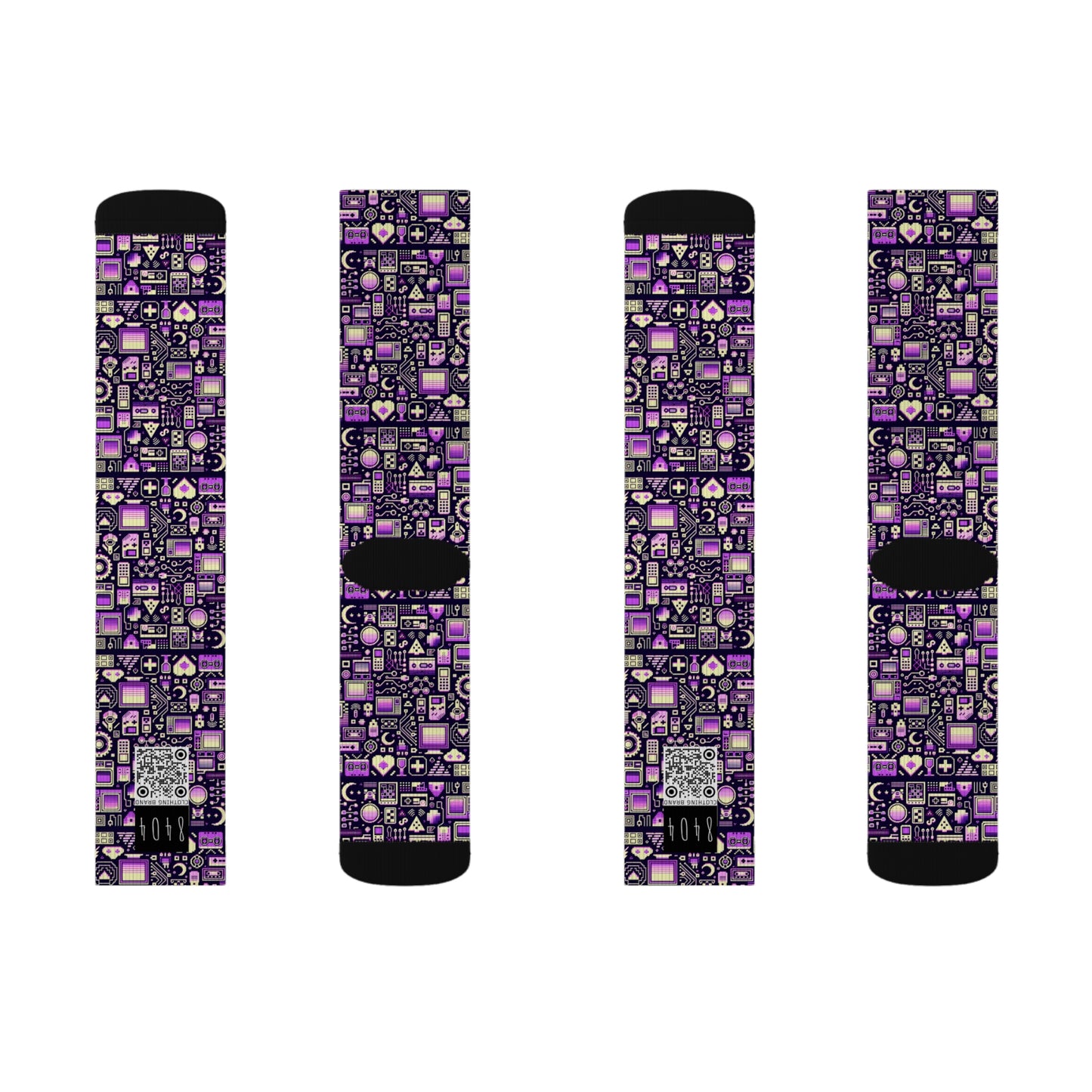 Digital Nostalgia Remix Modern Vintage Fusion Sublimation Socks - 8404 Design-54