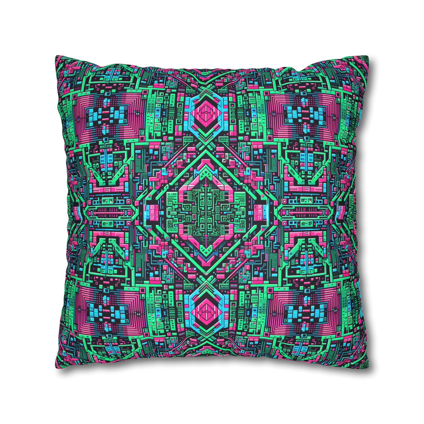 Digital Glitch Vibes Tech-Inspired Streetwear Faux Suede Square Pillowcase - 8404 Design-71