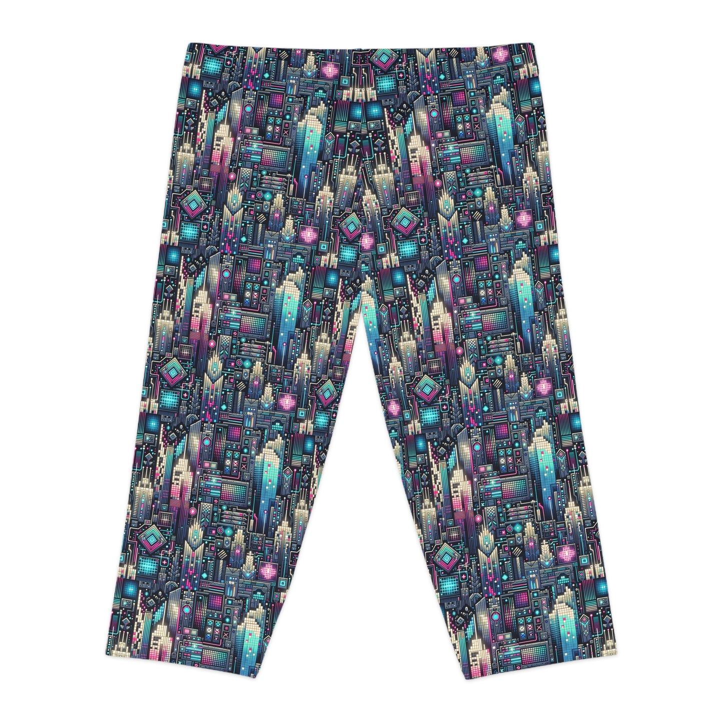 Digital Renaissance Tech-Forward Maximalism Women's Capri Leggings - 8404 Design-56