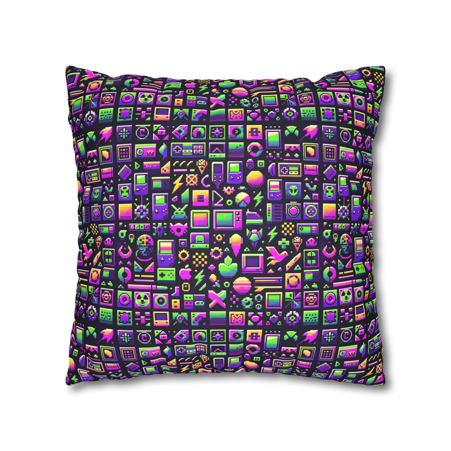 Digital Nostalgia Remix Modern Vintage Fusion Faux Suede Square Pillowcase - 8404 Design-49