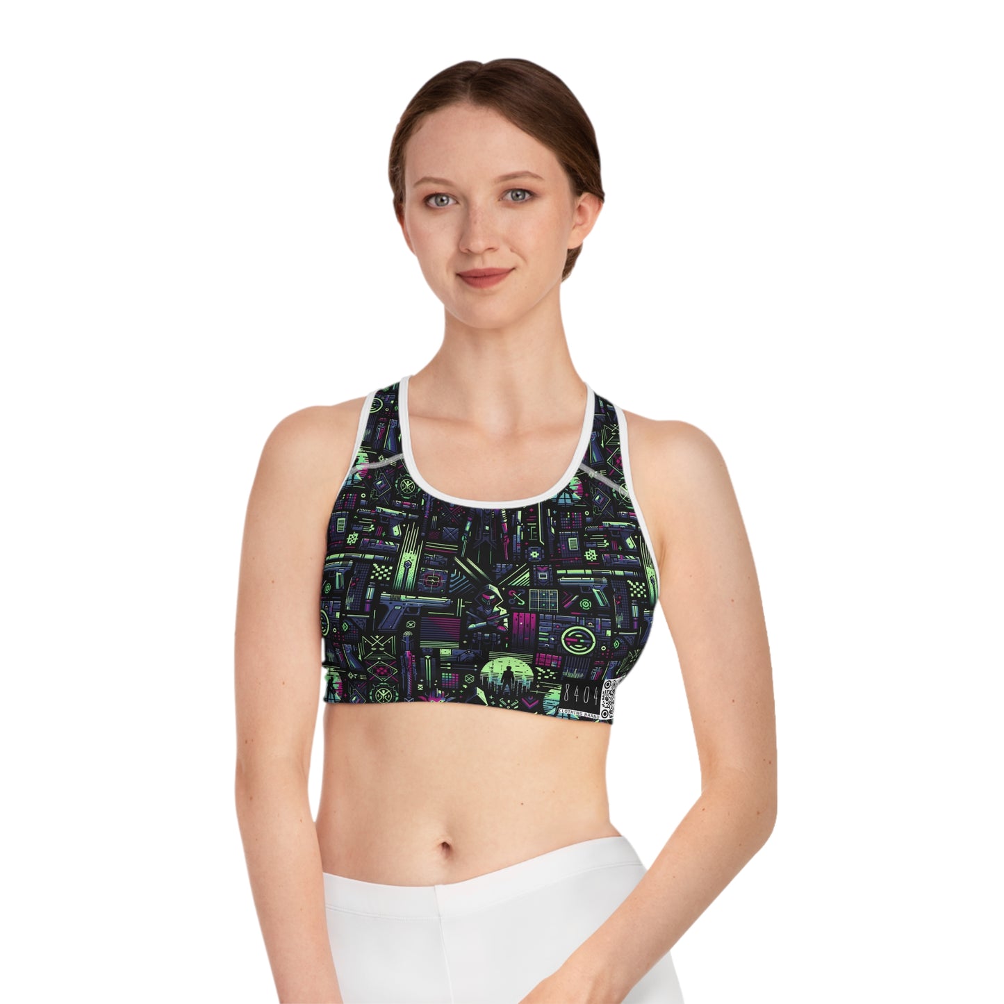Tech Noir Futuristic Cyberpunk Sports Bra - 8404 Design-63