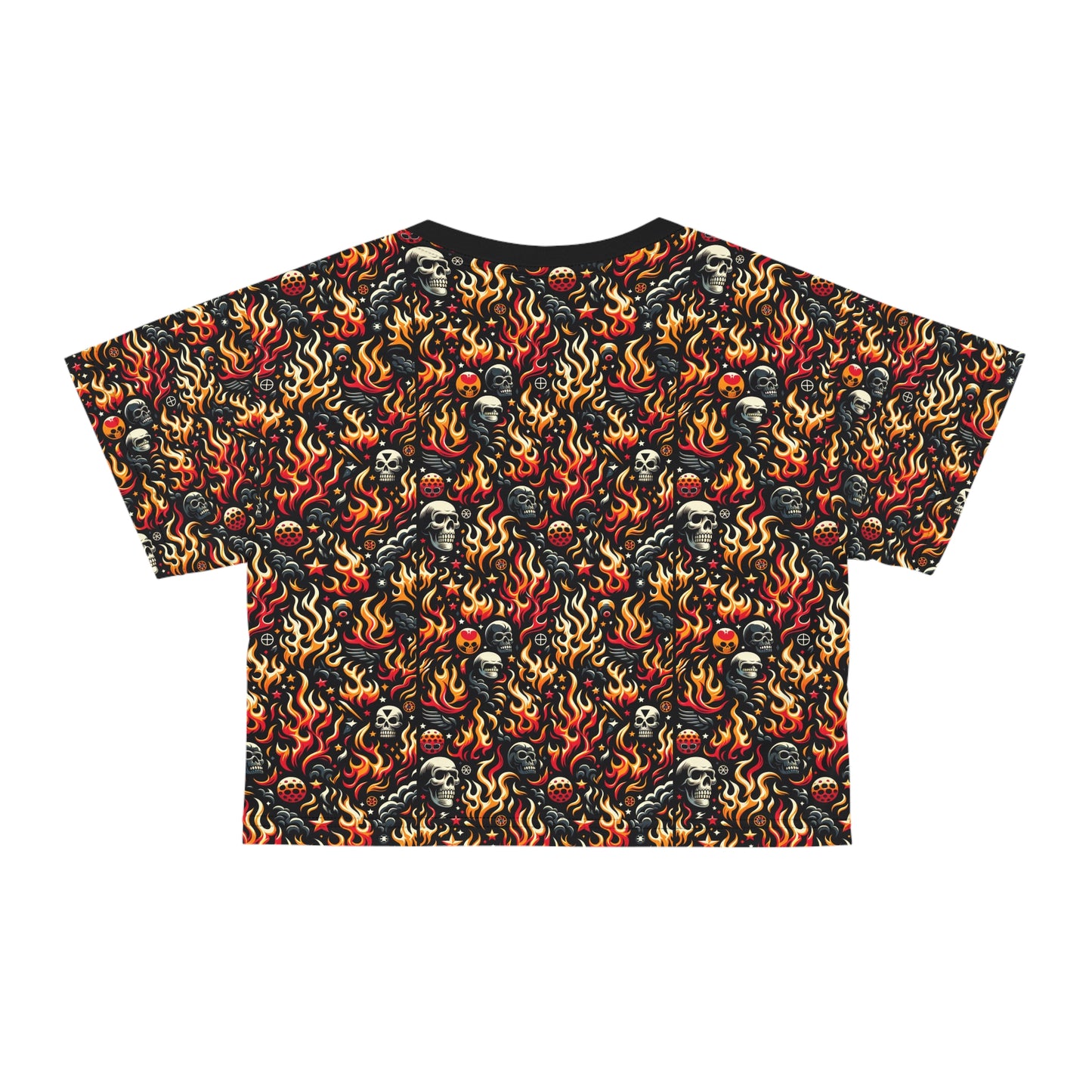 Flame Graphics Maximalist Streetwear Crop Tee - 8404 Design-76