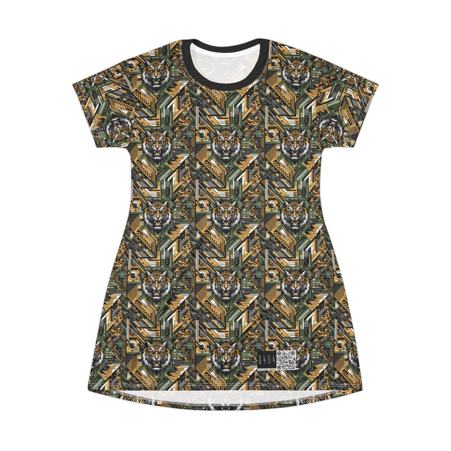 Neo-Camo Fusion Tech-Forward Streetwear T-Shirt Dress - 8404 Design-58