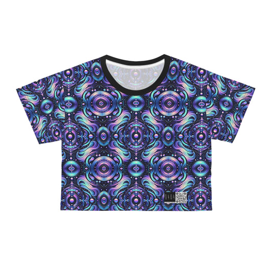 Iridescent Tech Fusion Tech-Forward Streetwear Crop Tee - 8404 Design-62